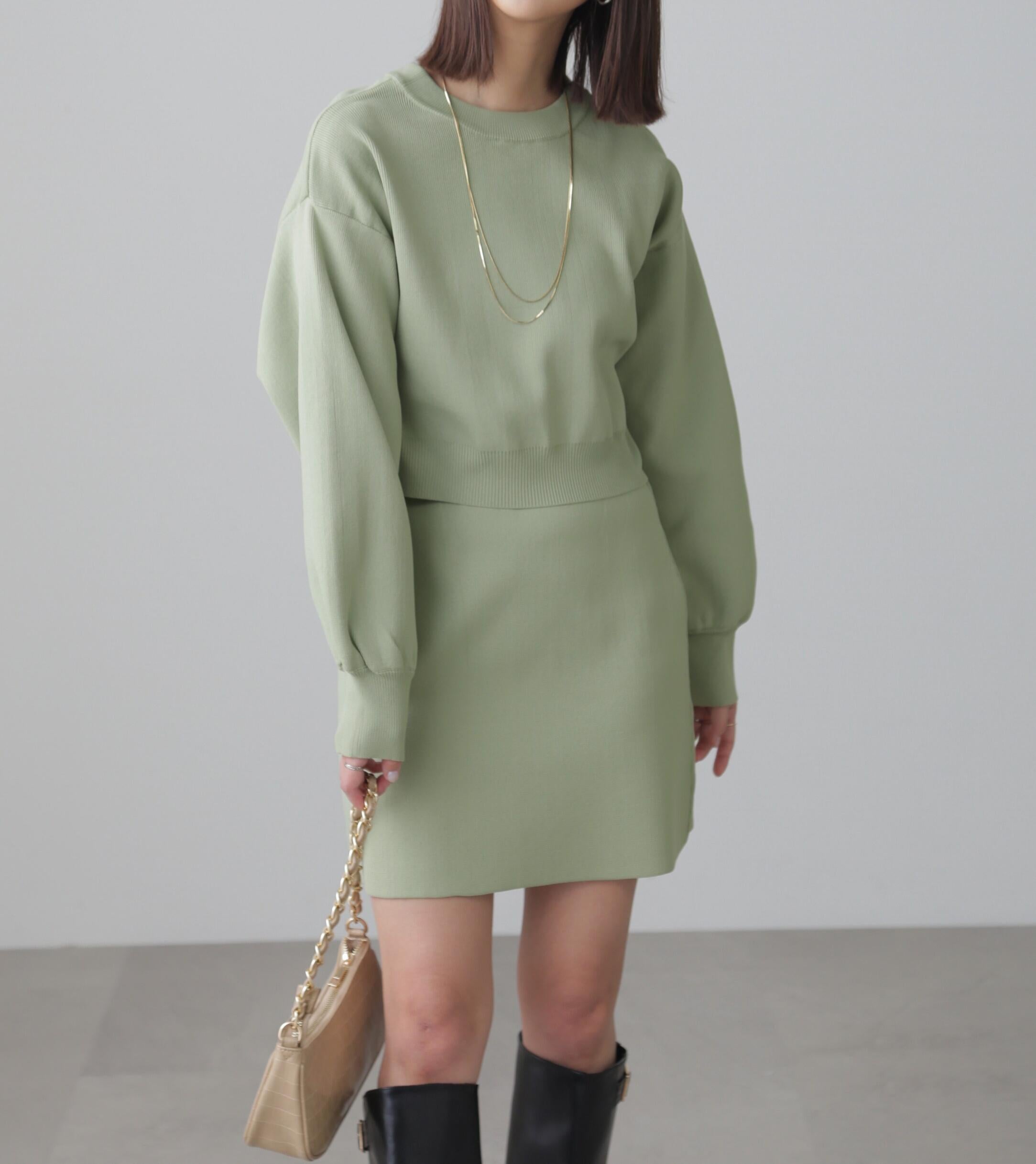 スポンディッシュニットセットアップ ライトグリーン