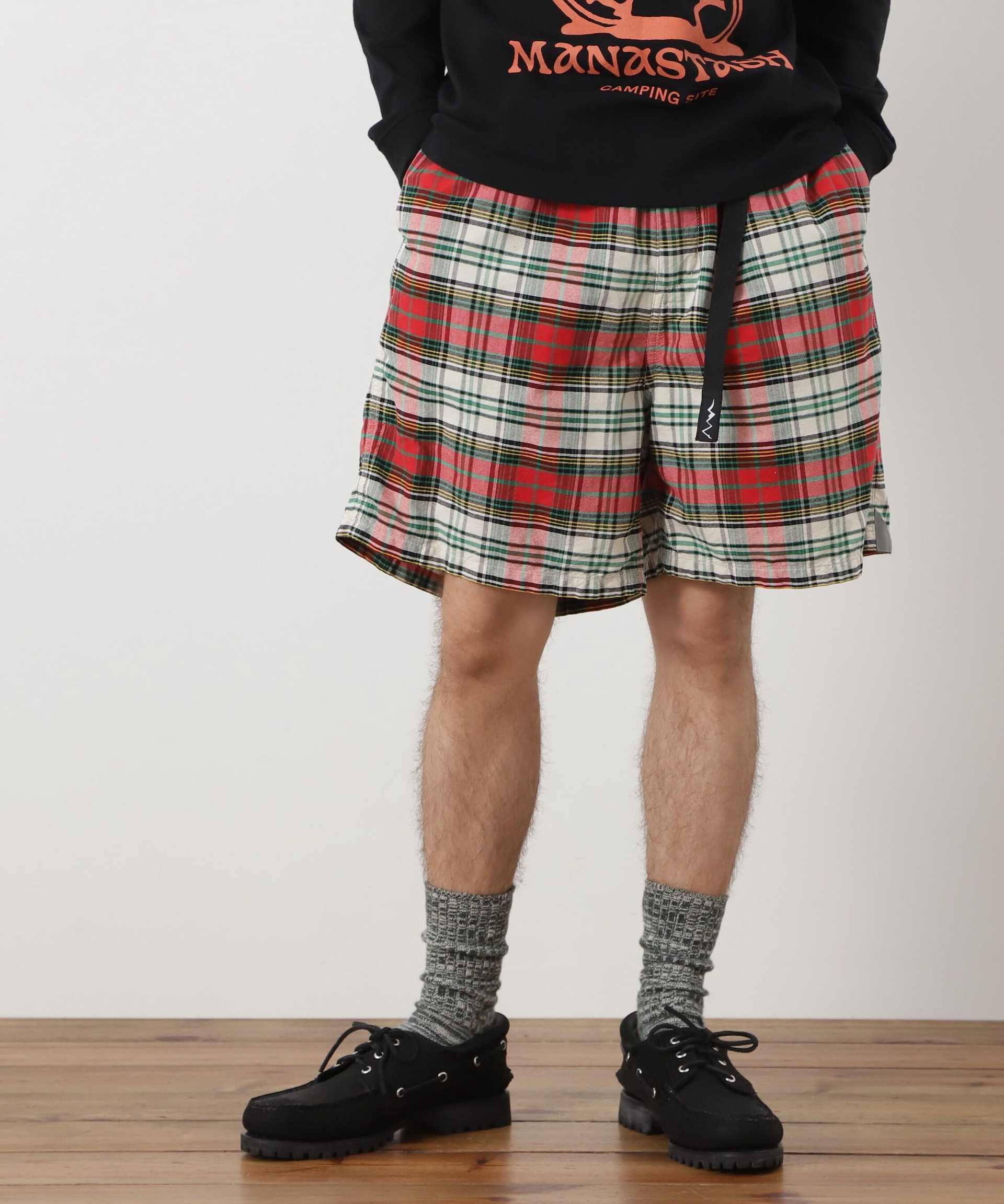 MANASTASH/マナスタッシュ/WASHED PLAID SHO>T レッド
