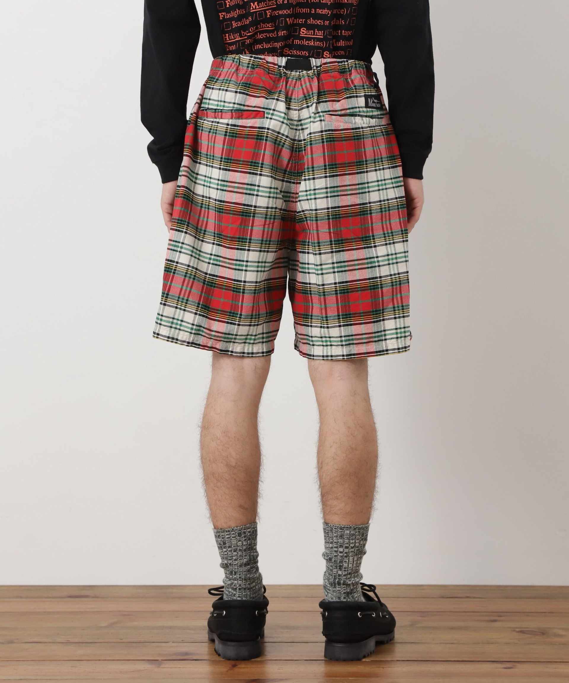 MANASTASH/マナスタッシュ/WASHED PLAID SHO>T レッド