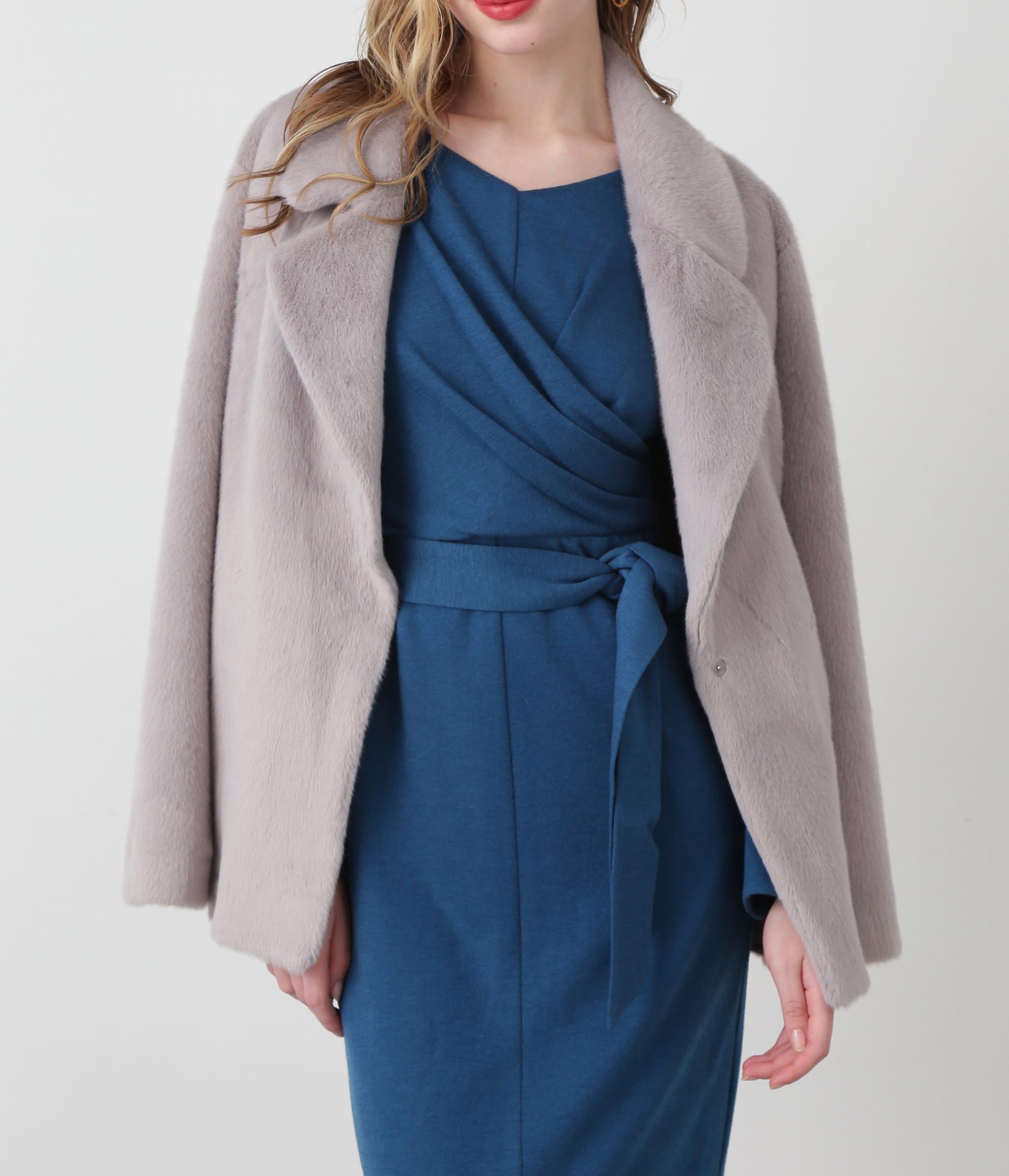 フォーファーショートコート グレー