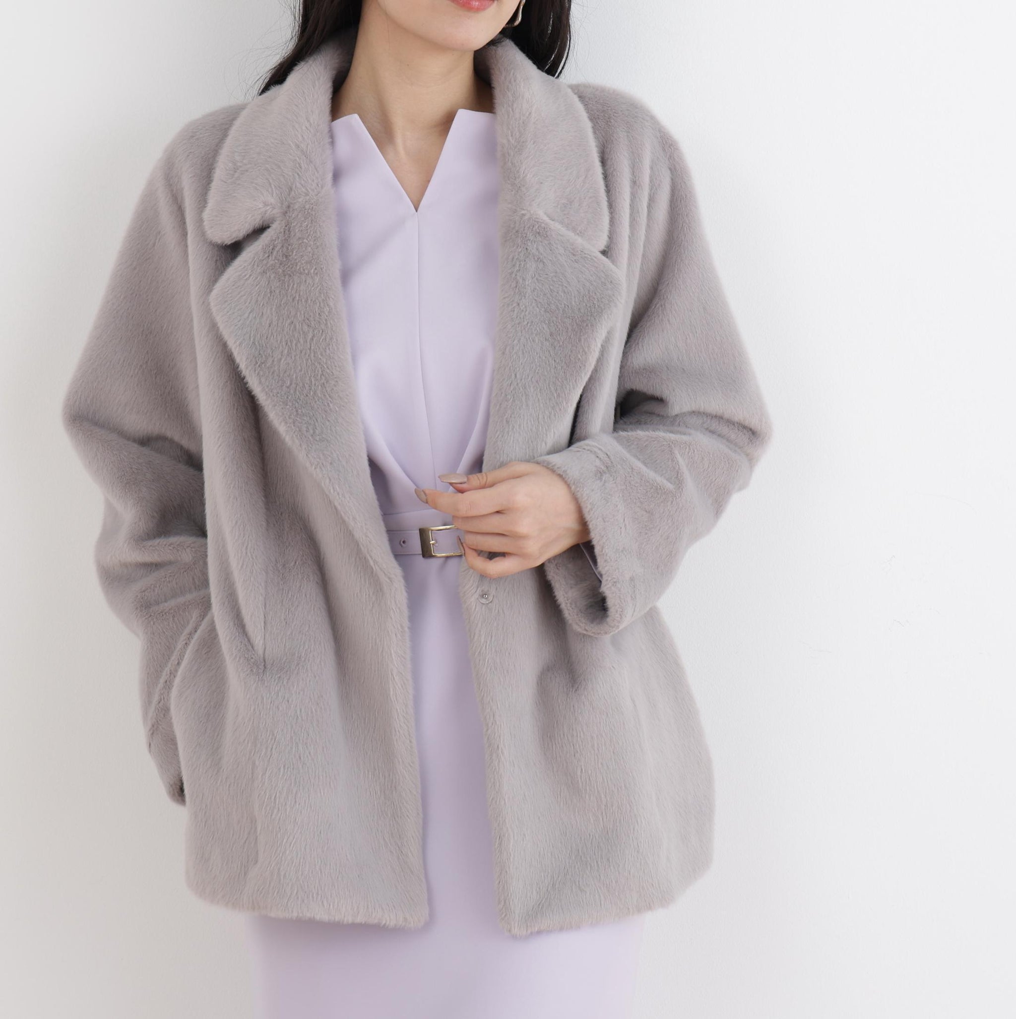 フォーファーショートコート グレー