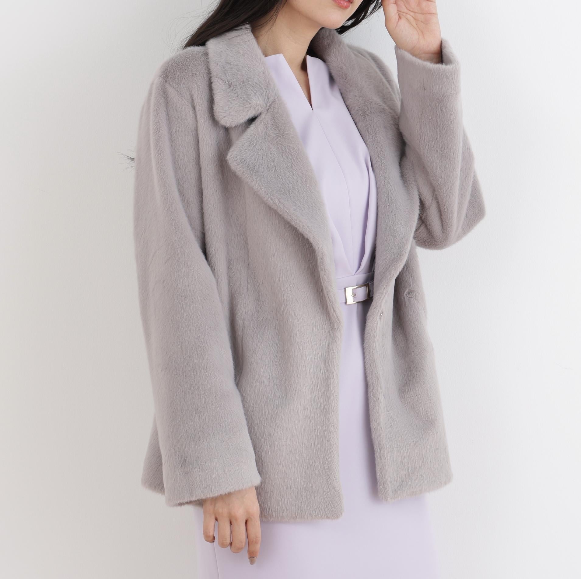 フォーファーショートコート グレー