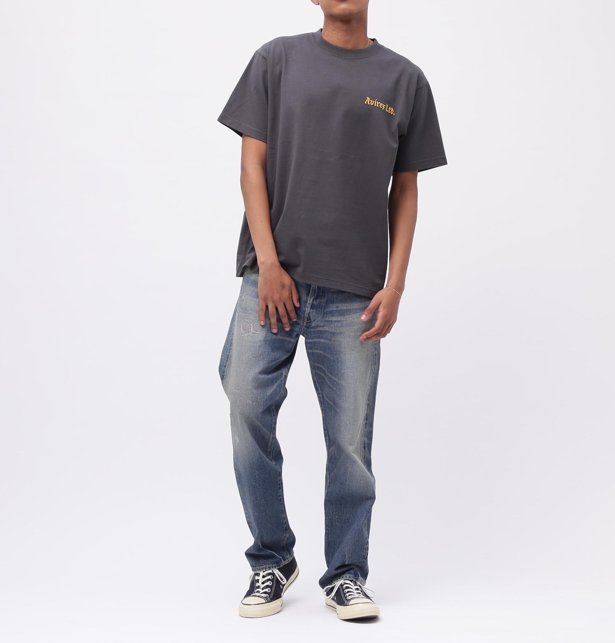《直営店限定》ANNAPOLIS T-SHI>T / アナポリス 半袖Tシャツ / AVI>EX / アヴィレックス チャコール