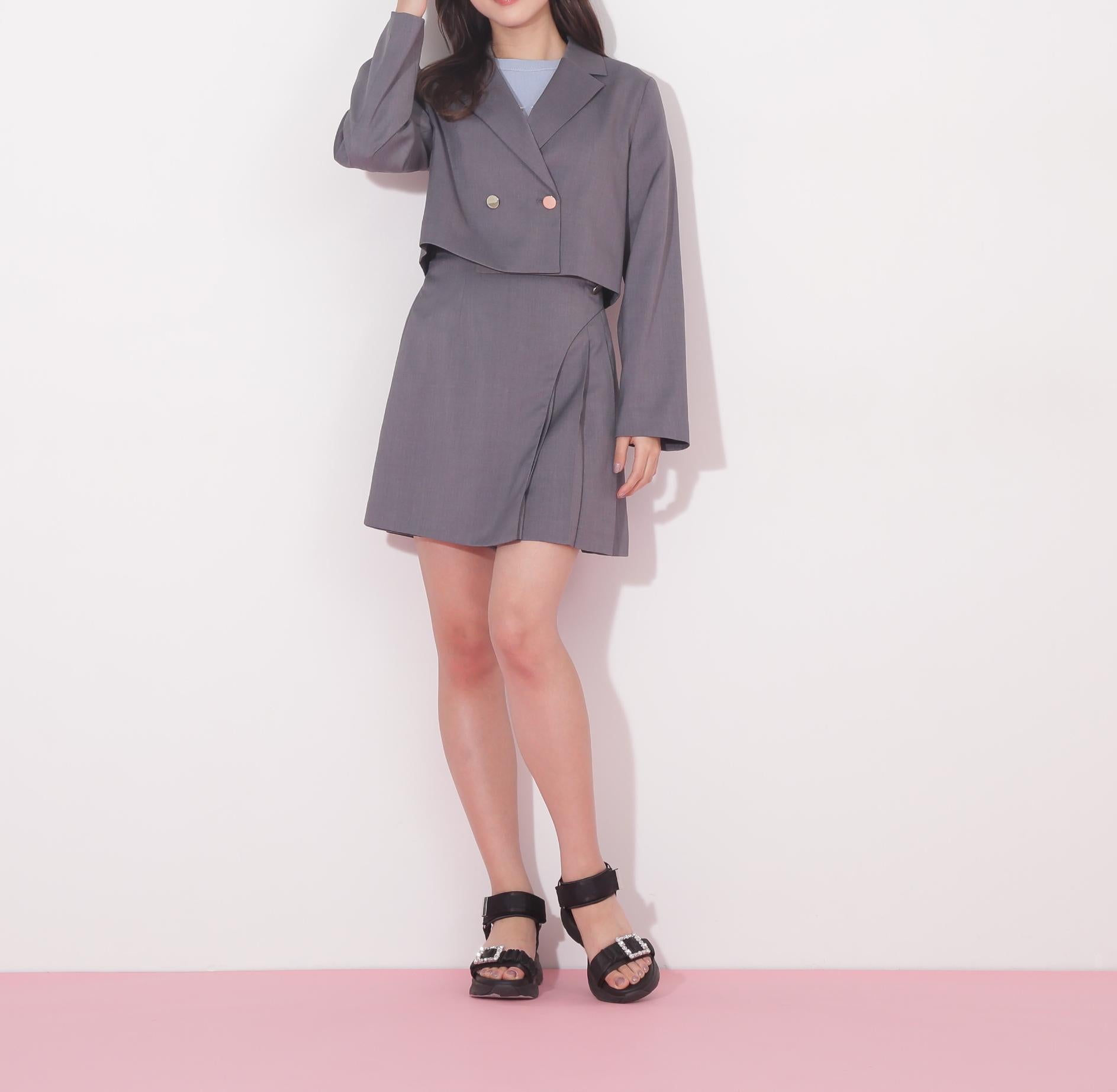 麻調合繊スーチングジャケット グレー