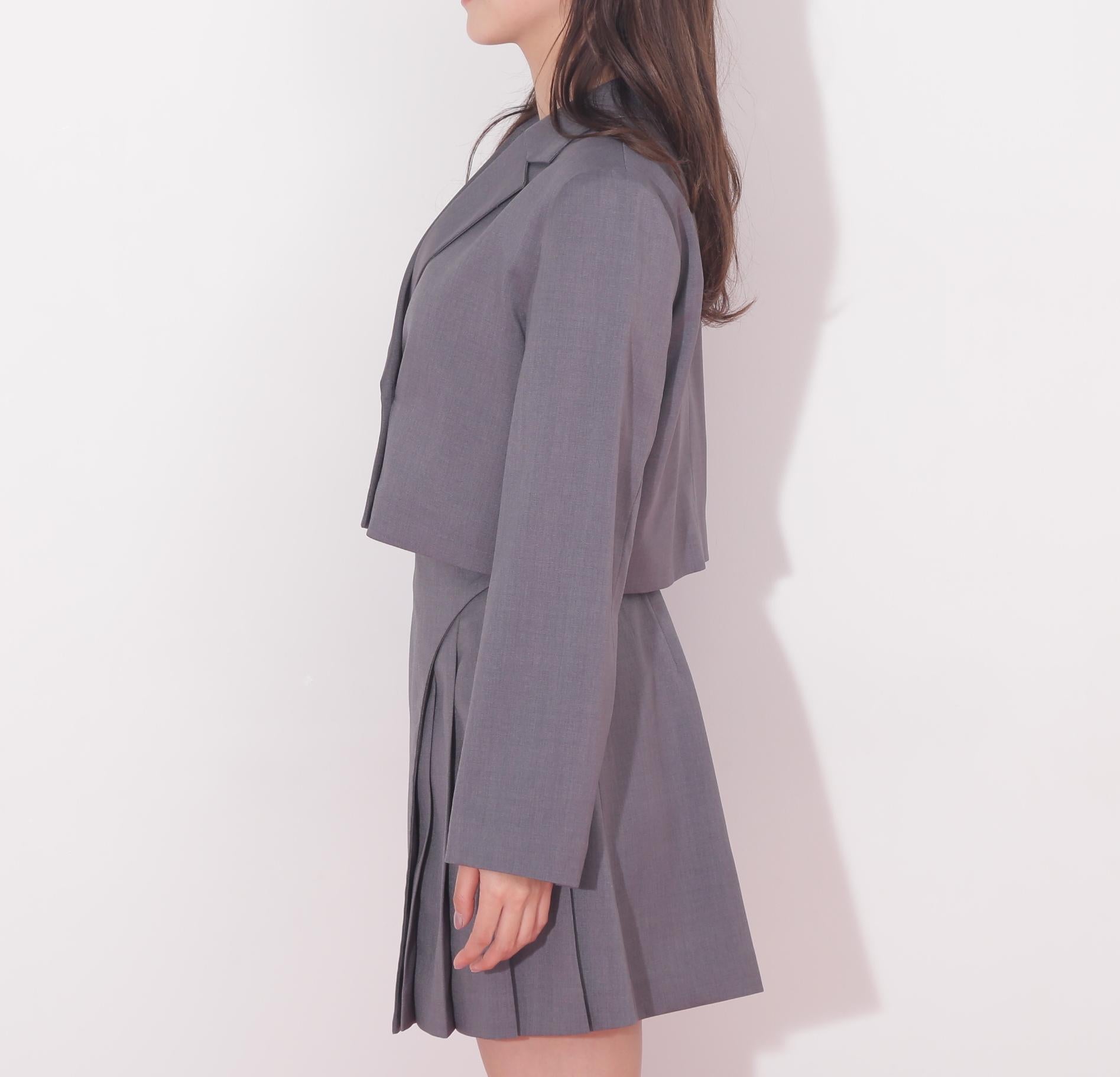 麻調合繊スーチングジャケット グレー