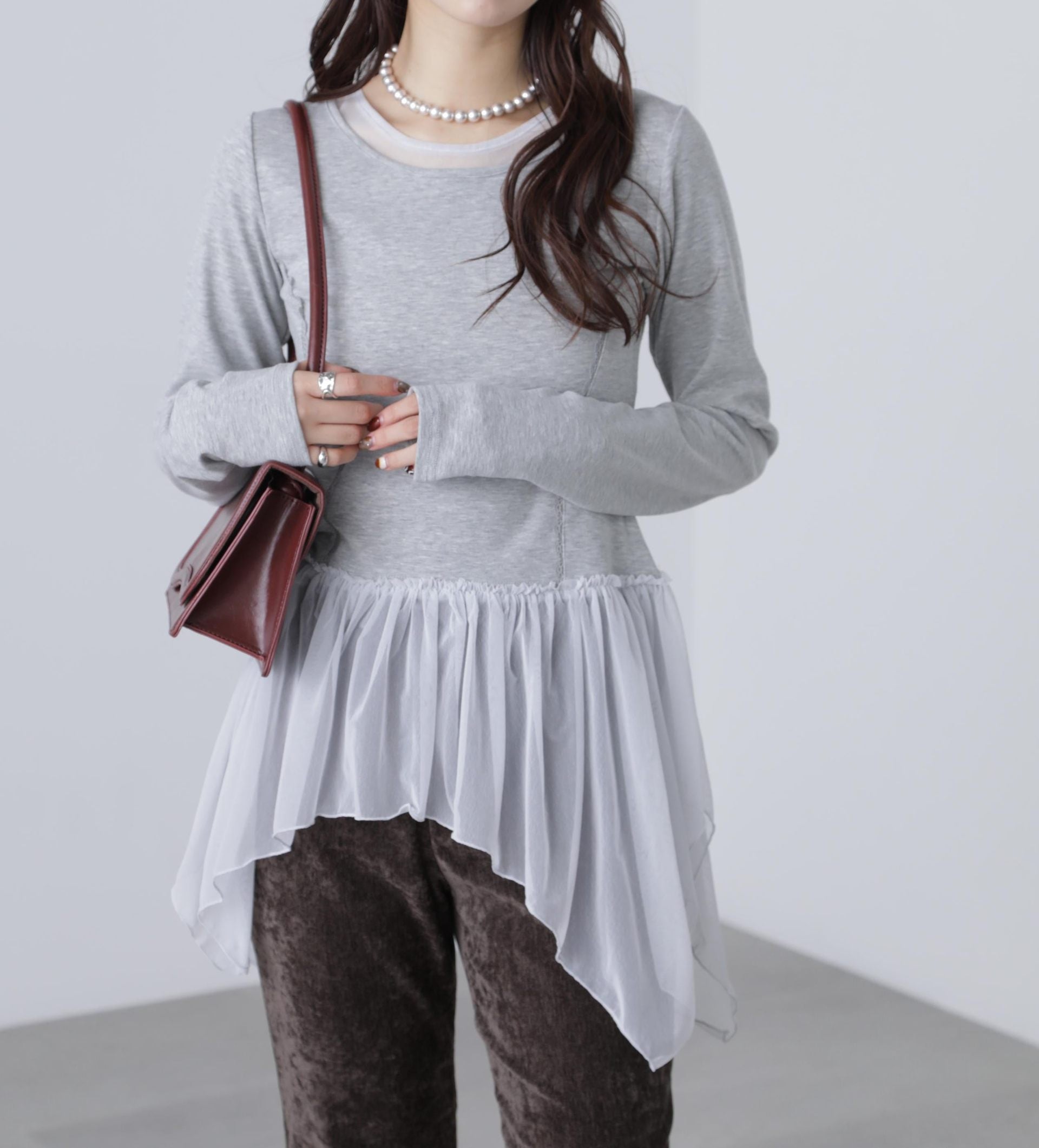 イレヘムチュールドッキングカットソー グレー
