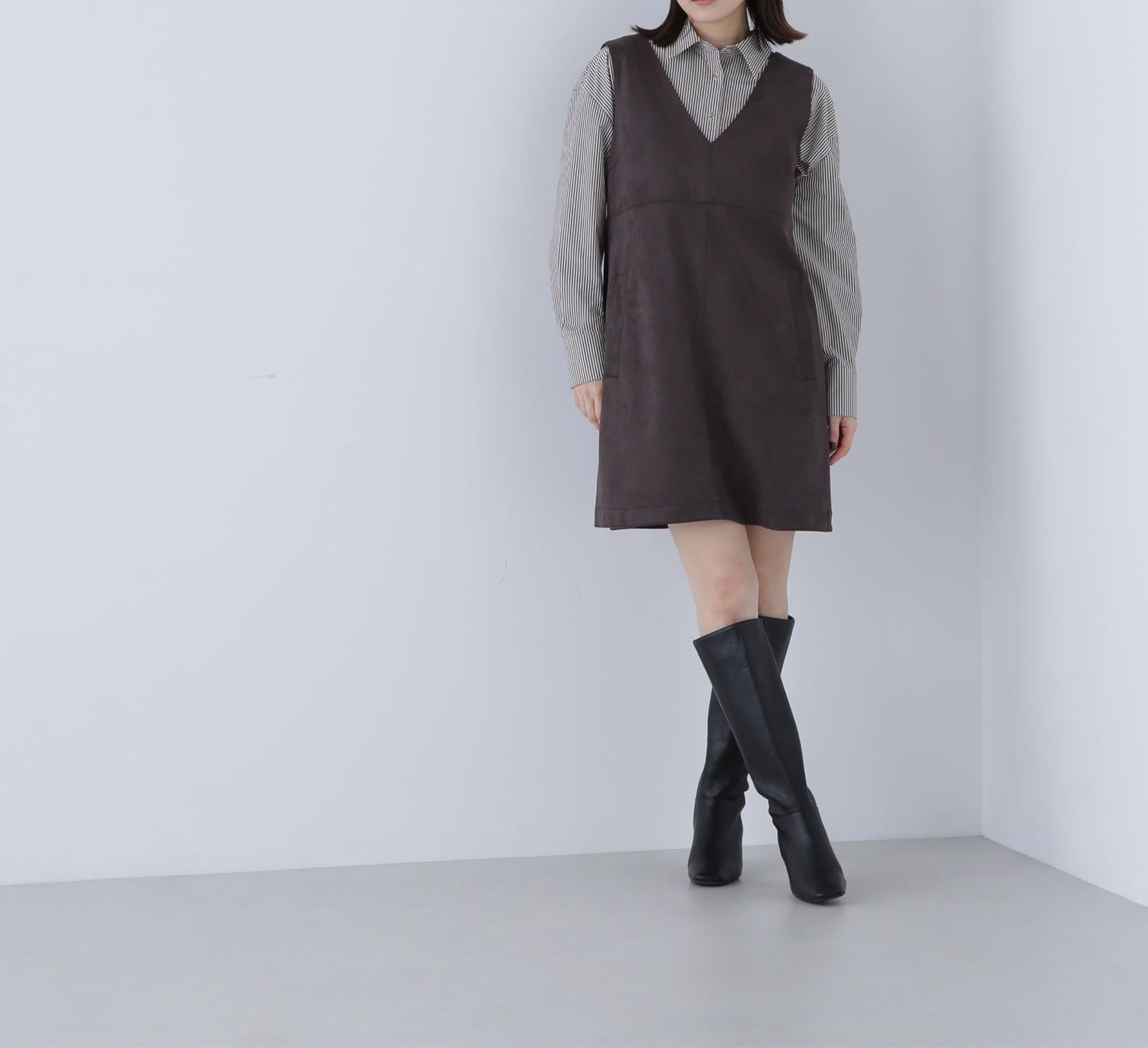 フェイクスウェードミニジャンスカ チャコール1