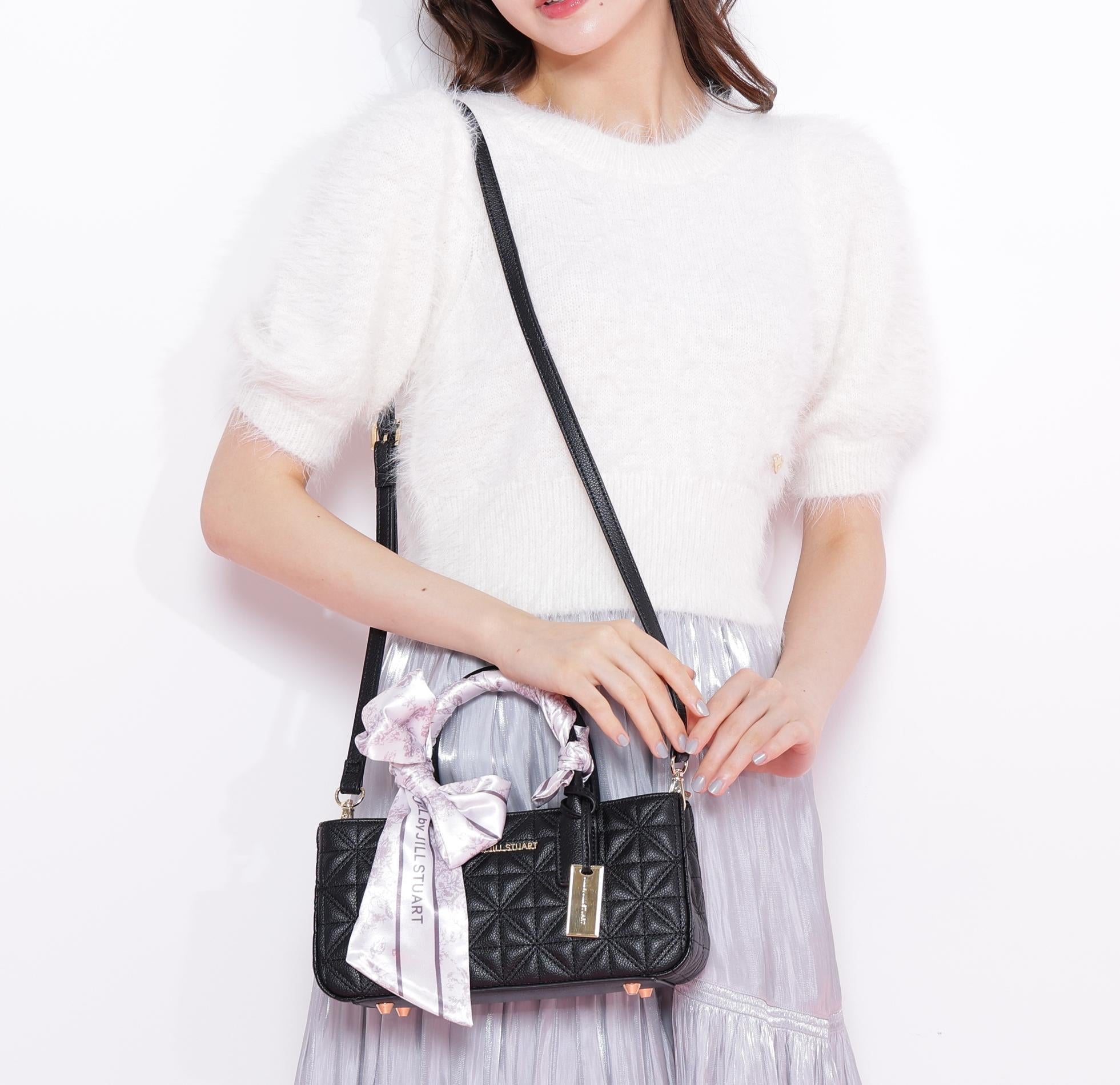 スカーフキルティングトートバッグ ブラック