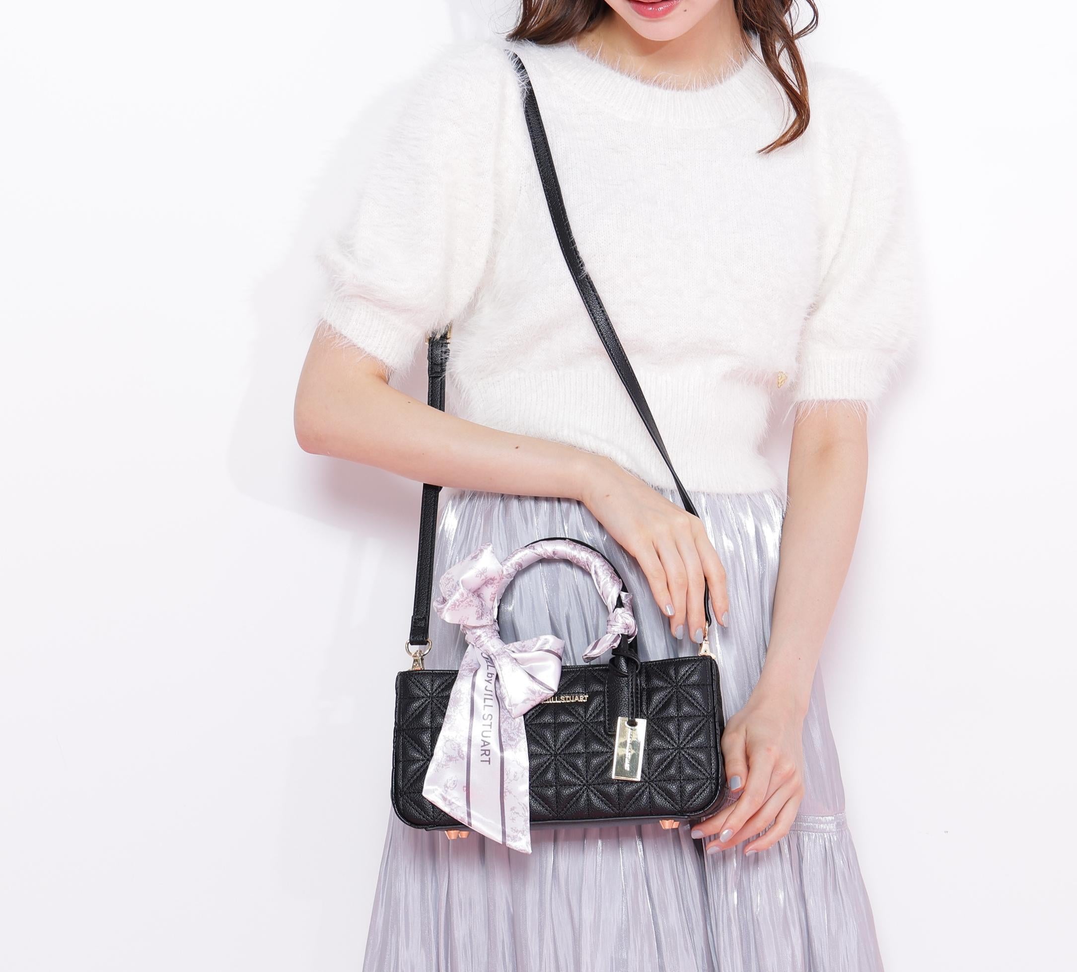 スカーフキルティングトートバッグ ブラック