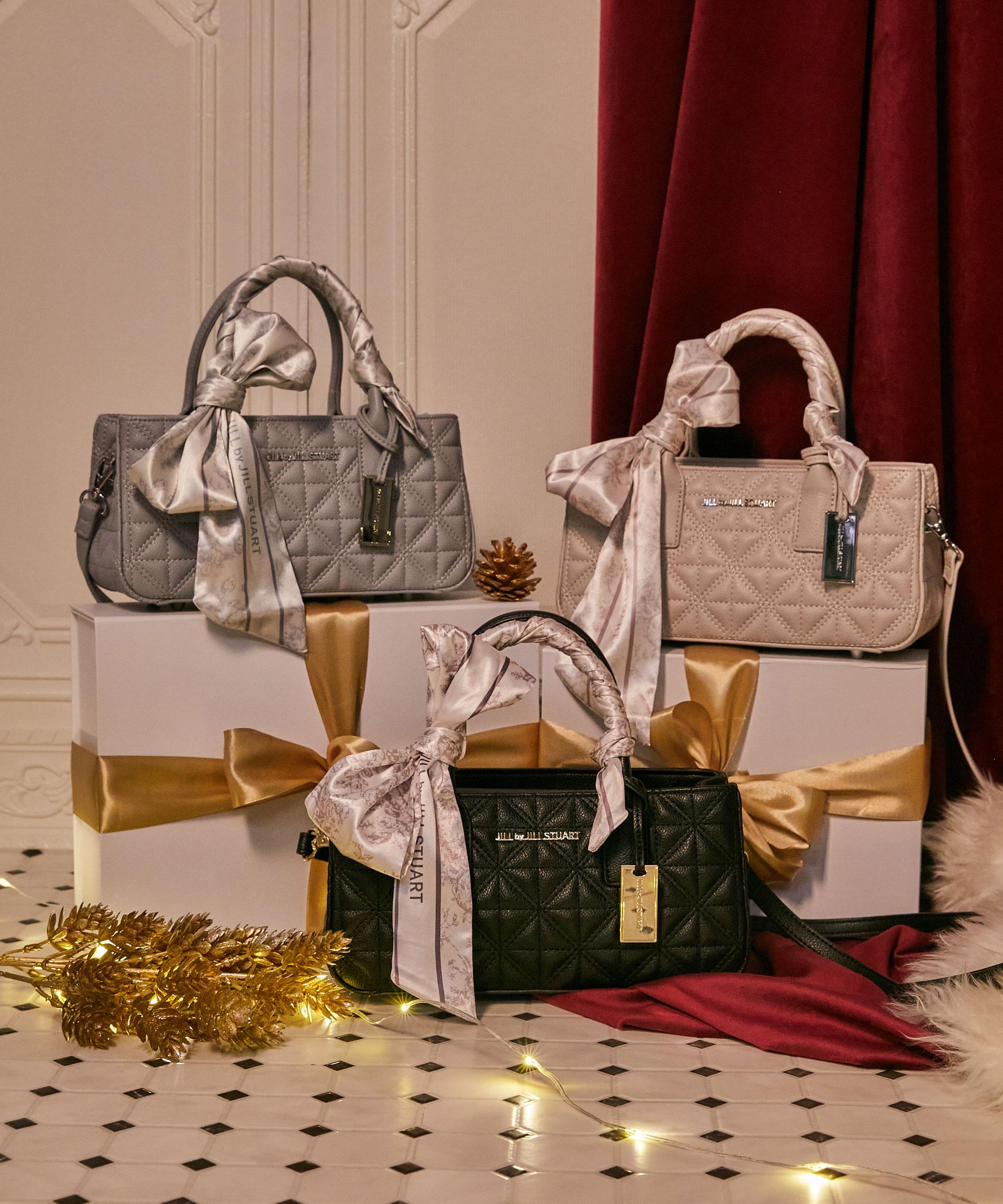 スカーフキルティングトートバッグ ブラック