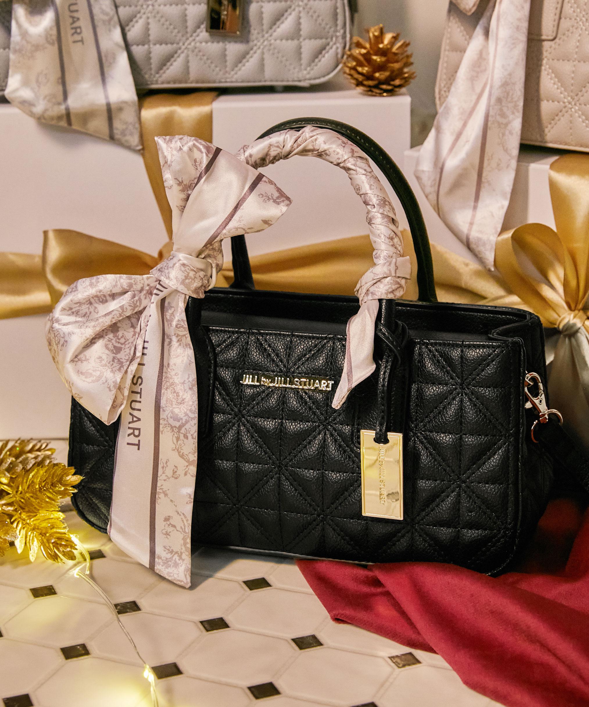 スカーフキルティングトートバッグ ブラック