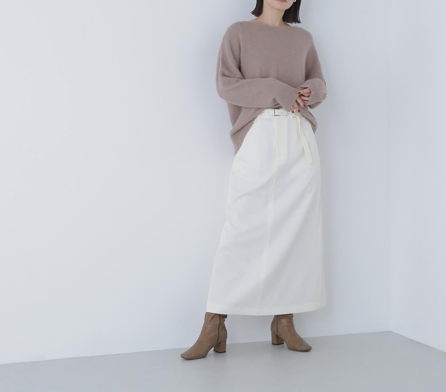 フォックス混オーバーニット ベージュ