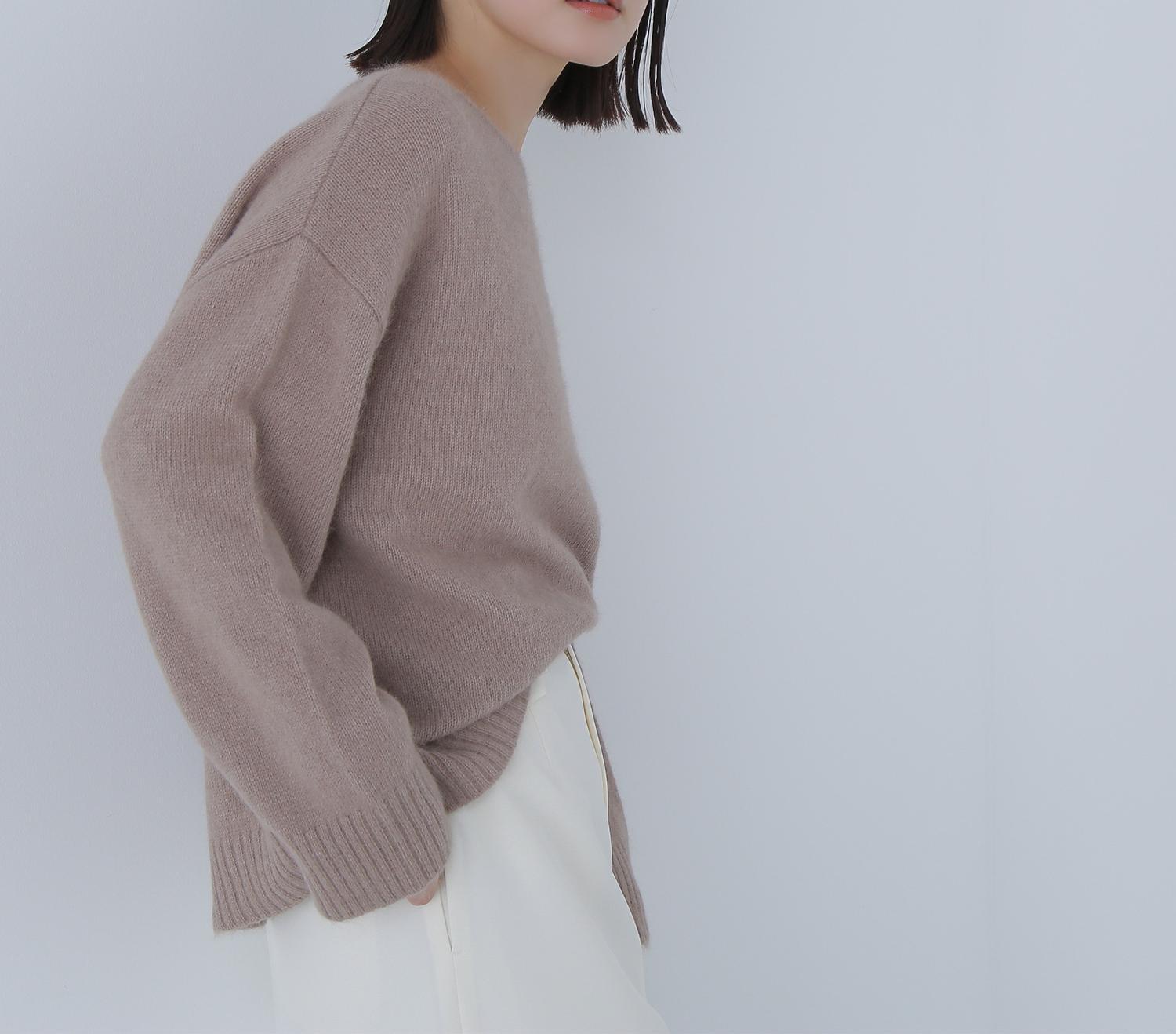 フォックス混オーバーニット ベージュ