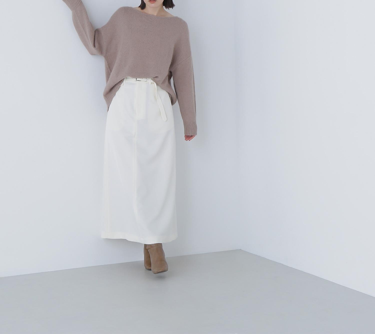 フォックス混オーバーニット ベージュ