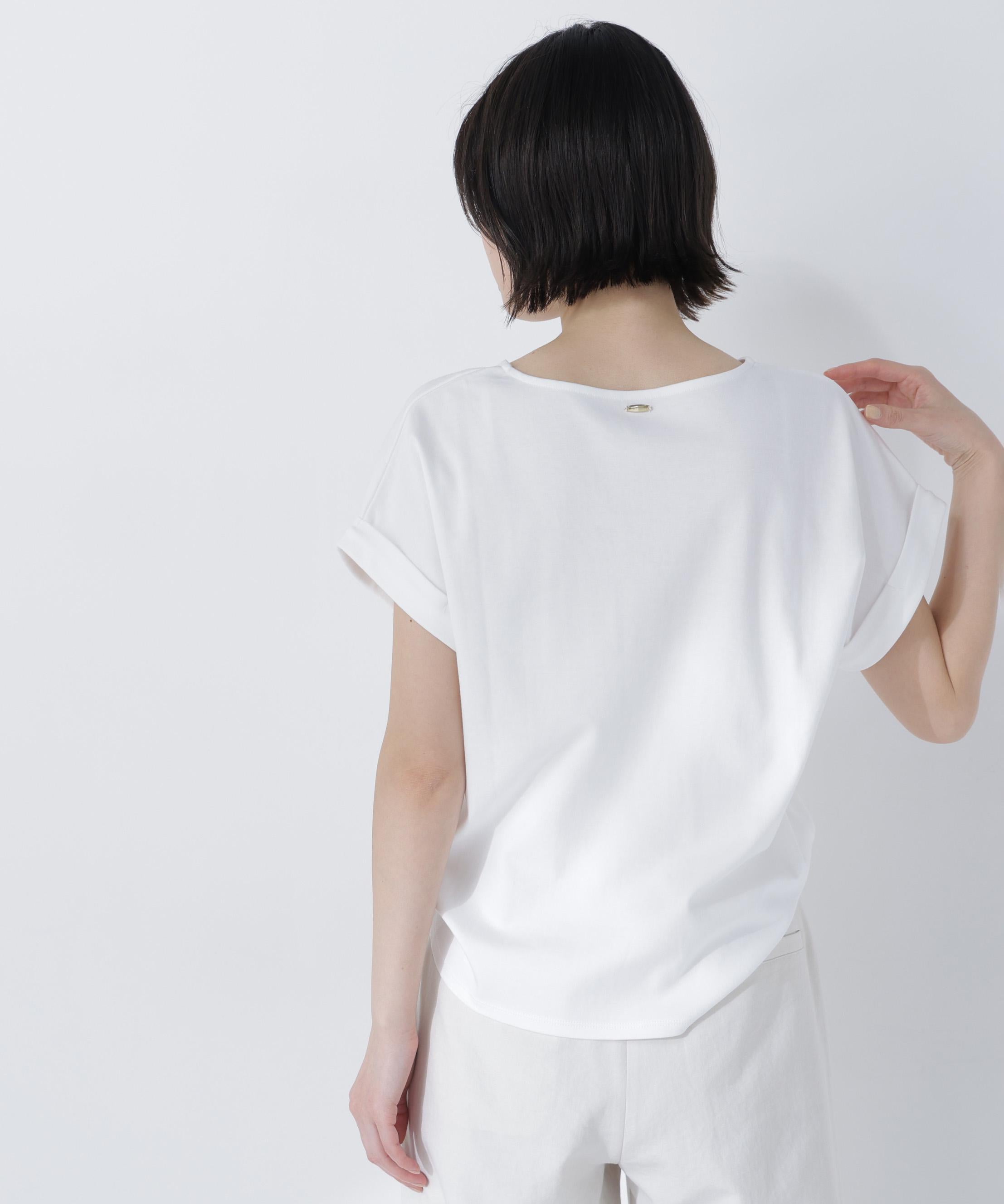 切替スリーブロゴTシャツ オフホワイト1