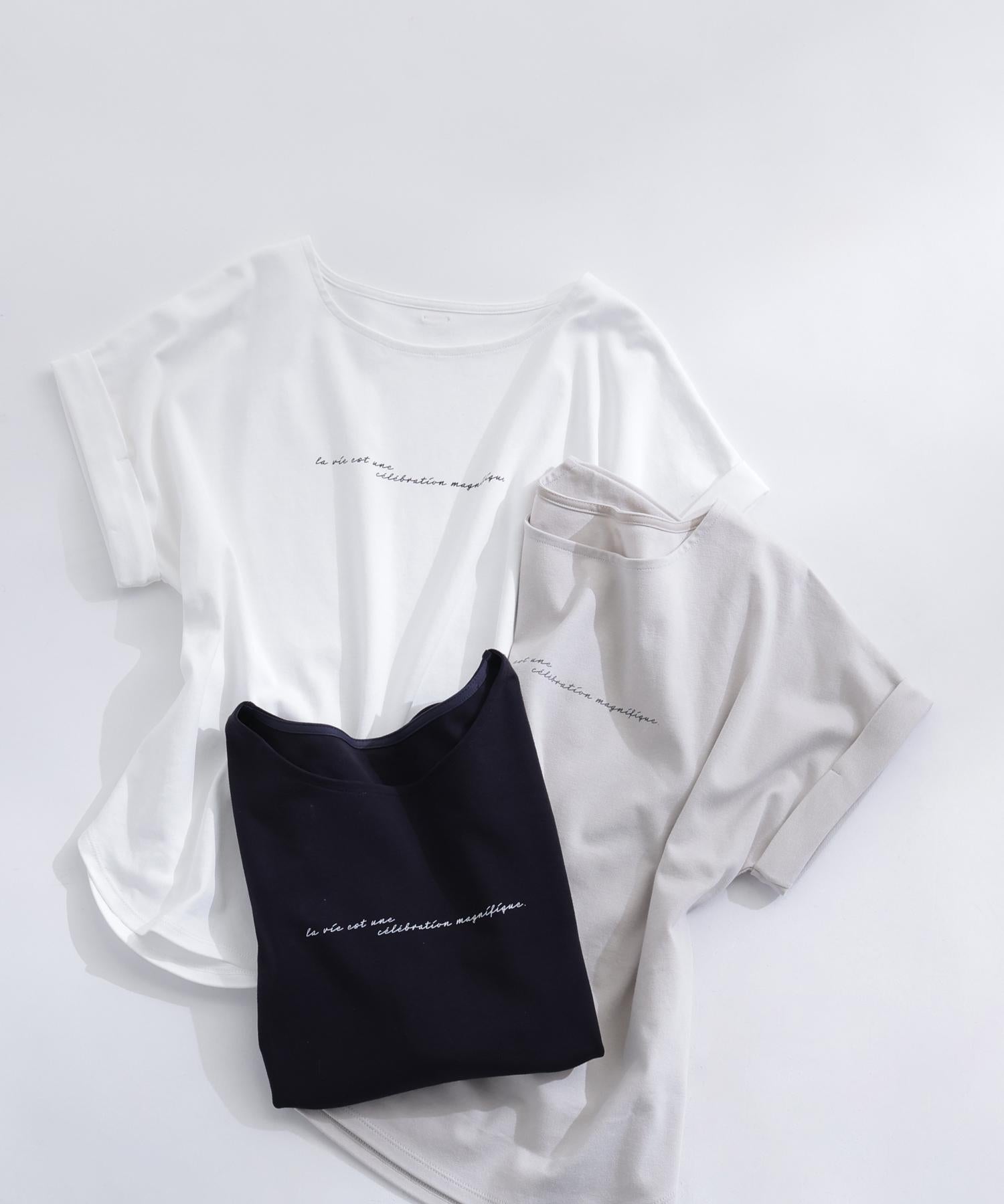 切替スリーブロゴTシャツ オフホワイト1