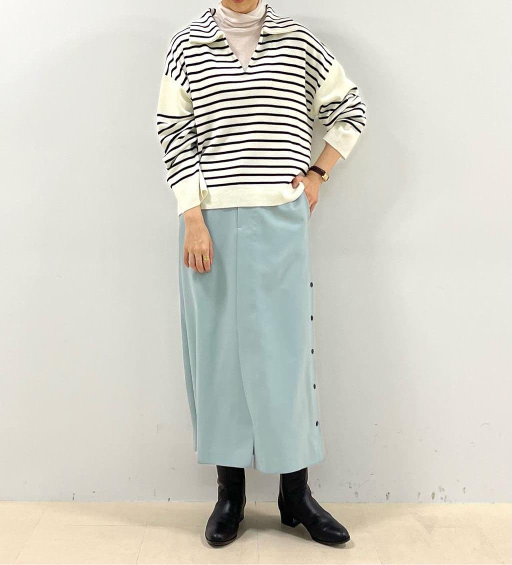 ≪aive 5e≫サイドボタンスカート ライトグリーン