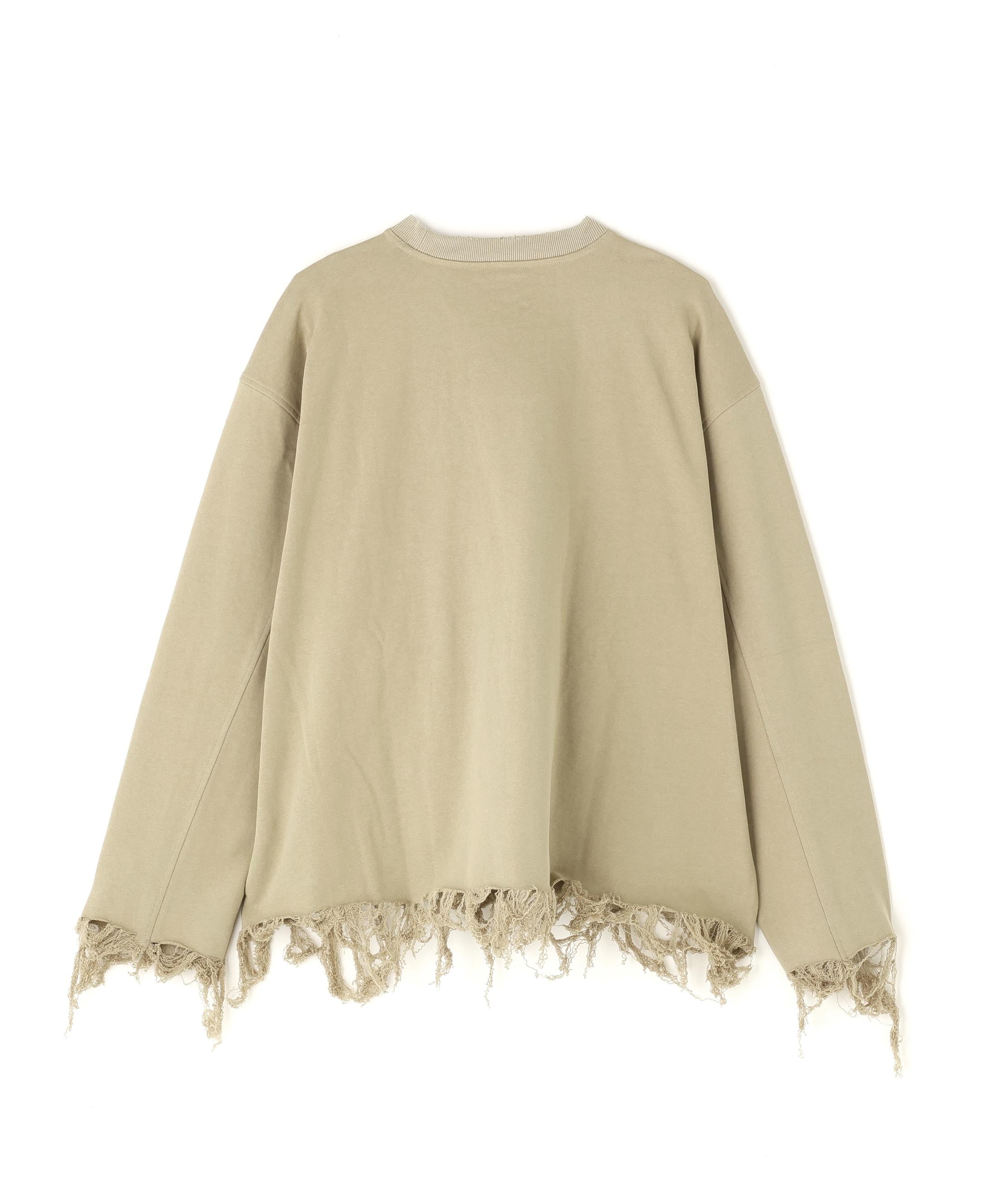 DankeSchon/ダンケシェーン/CUT FRINGE SWEAT CREWNECK EMBLEM ベージュ