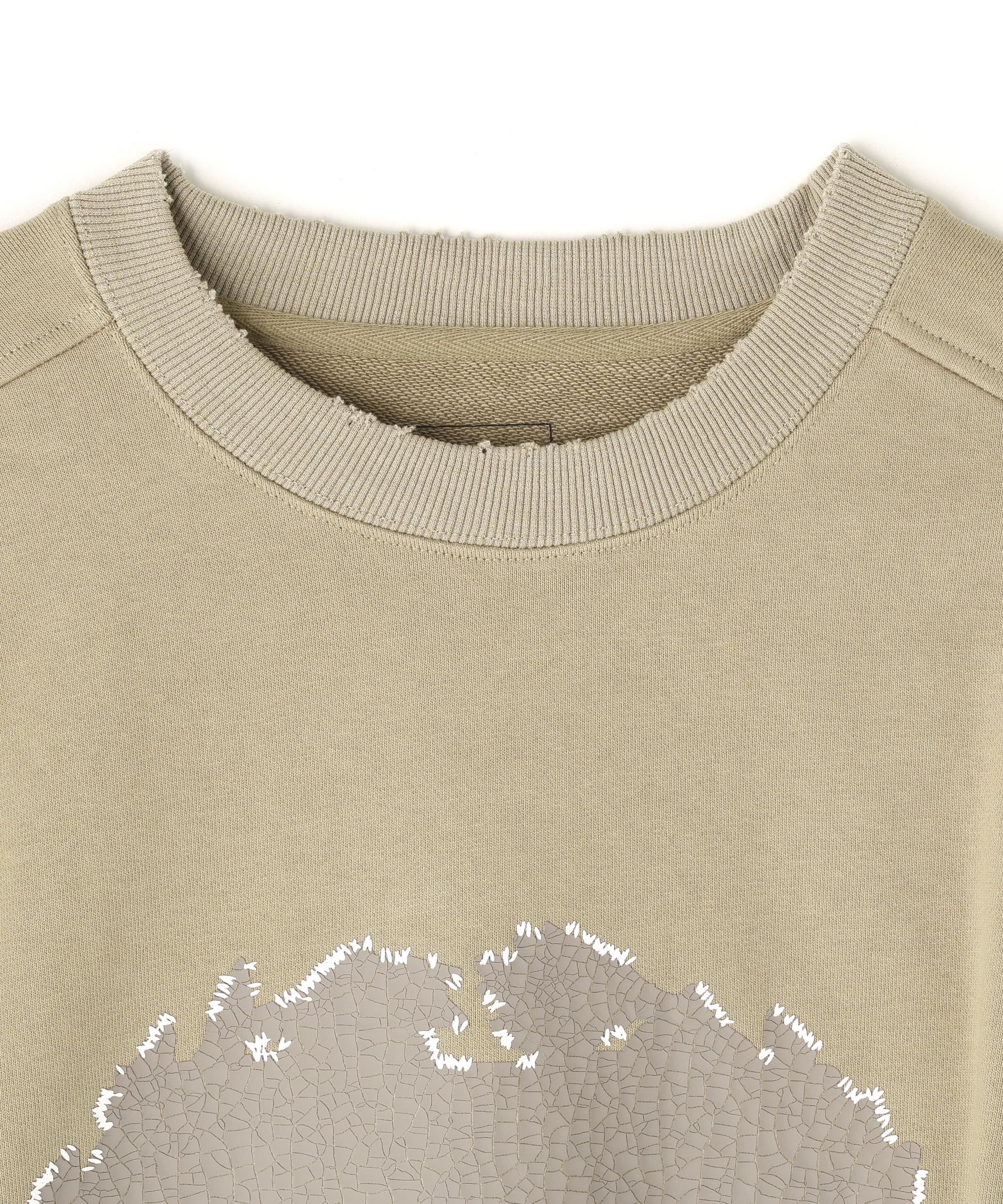 DankeSchon/ダンケシェーン/CUT FRINGE SWEAT CREWNECK EMBLEM ベージュ
