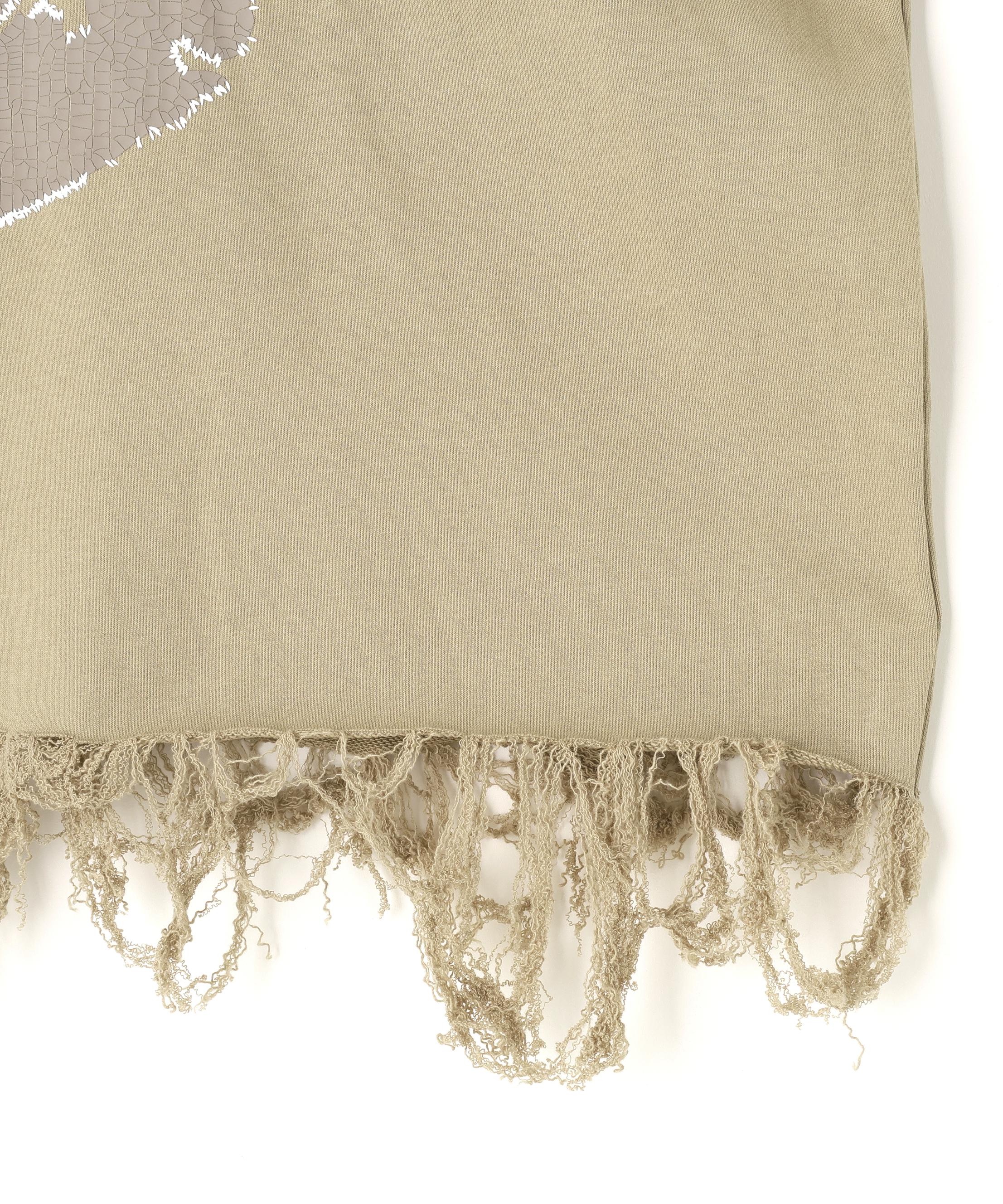 DankeSchon/ダンケシェーン/CUT FRINGE SWEAT CREWNECK EMBLEM ベージュ