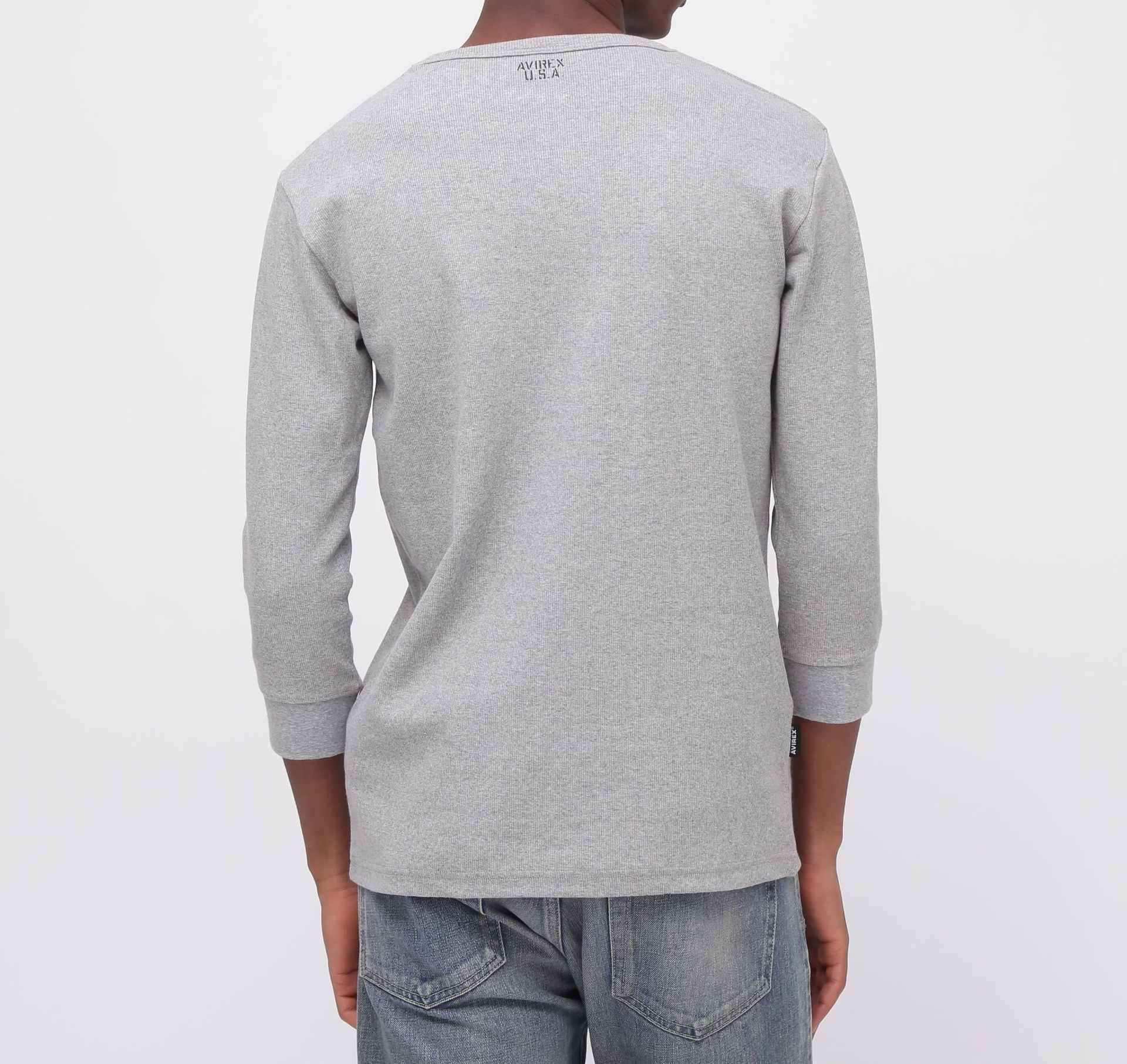 《DAILY/デイリー》2/3 SLEEVE U-NECK T-SHI>T/2/3 スリーブ Uネック Tシャツ グレー