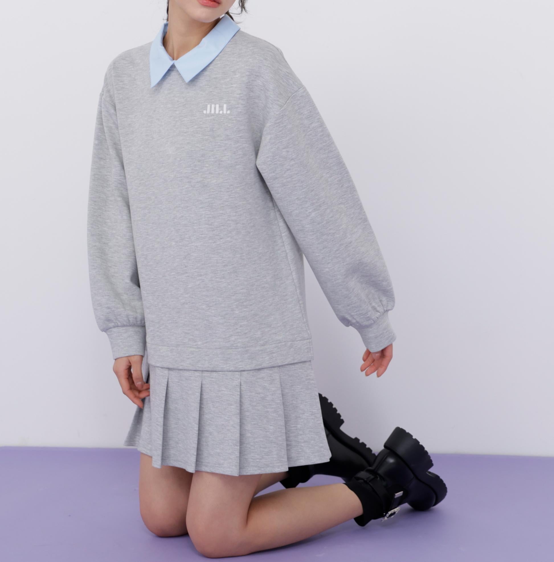 スウェットプリーツミニワンピース グレー