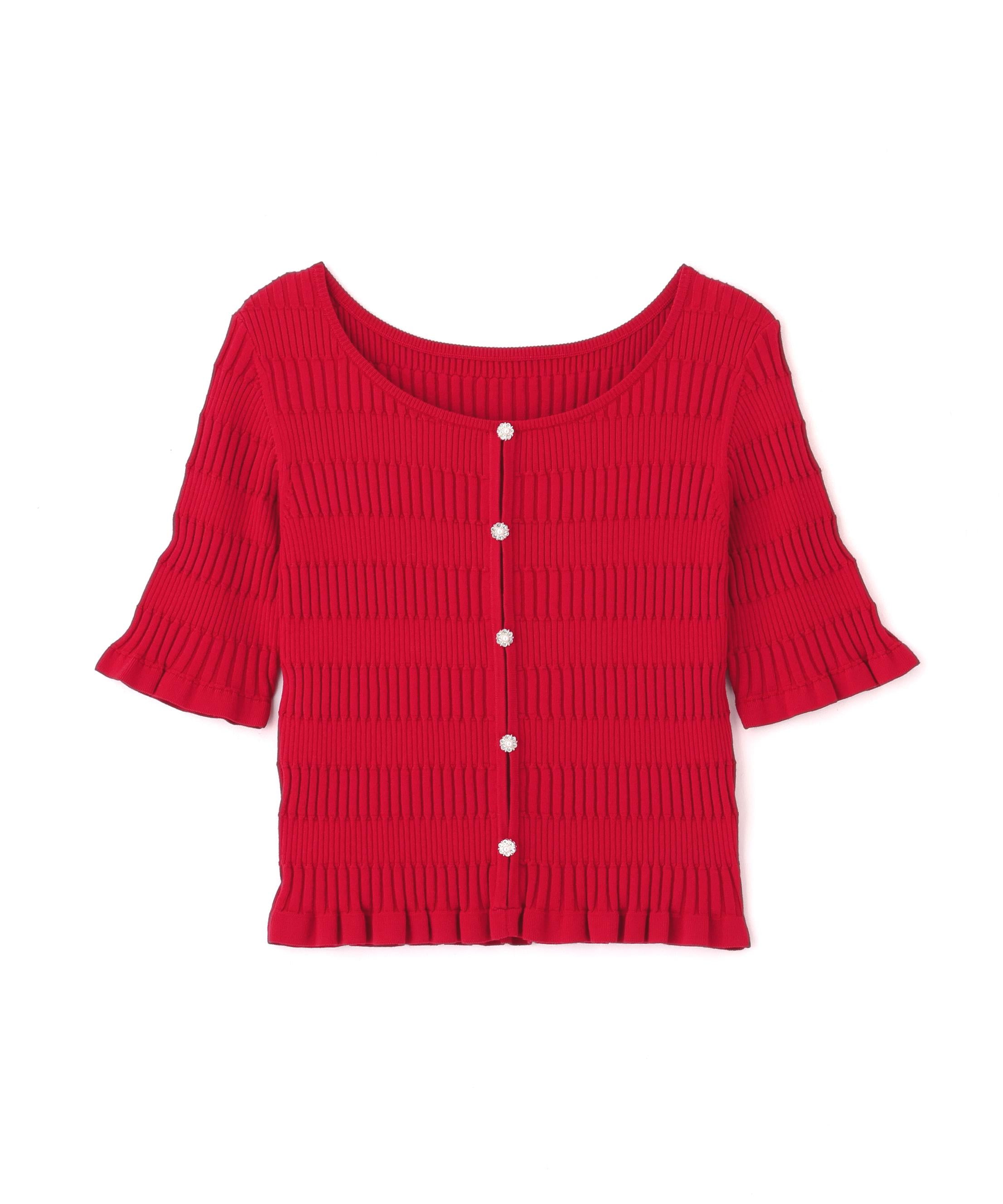 前後2way変形リブニット レッド