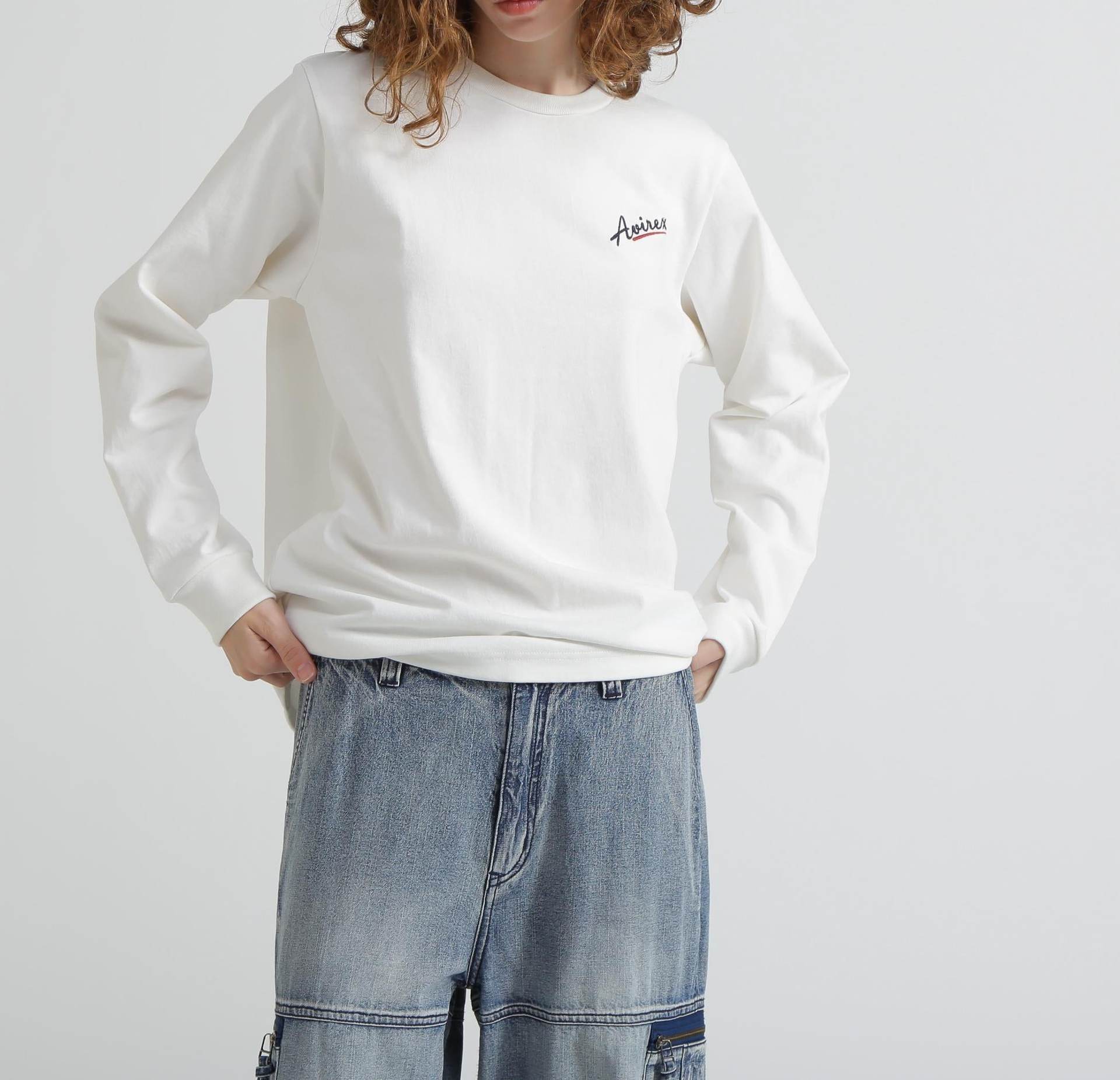 《WER＆DEPOT限定》MILITA>Y MOTIF LONG SLEEVE T-SHI>T / ミリタリーモチーフ 長袖 Tシャツ ホワイト