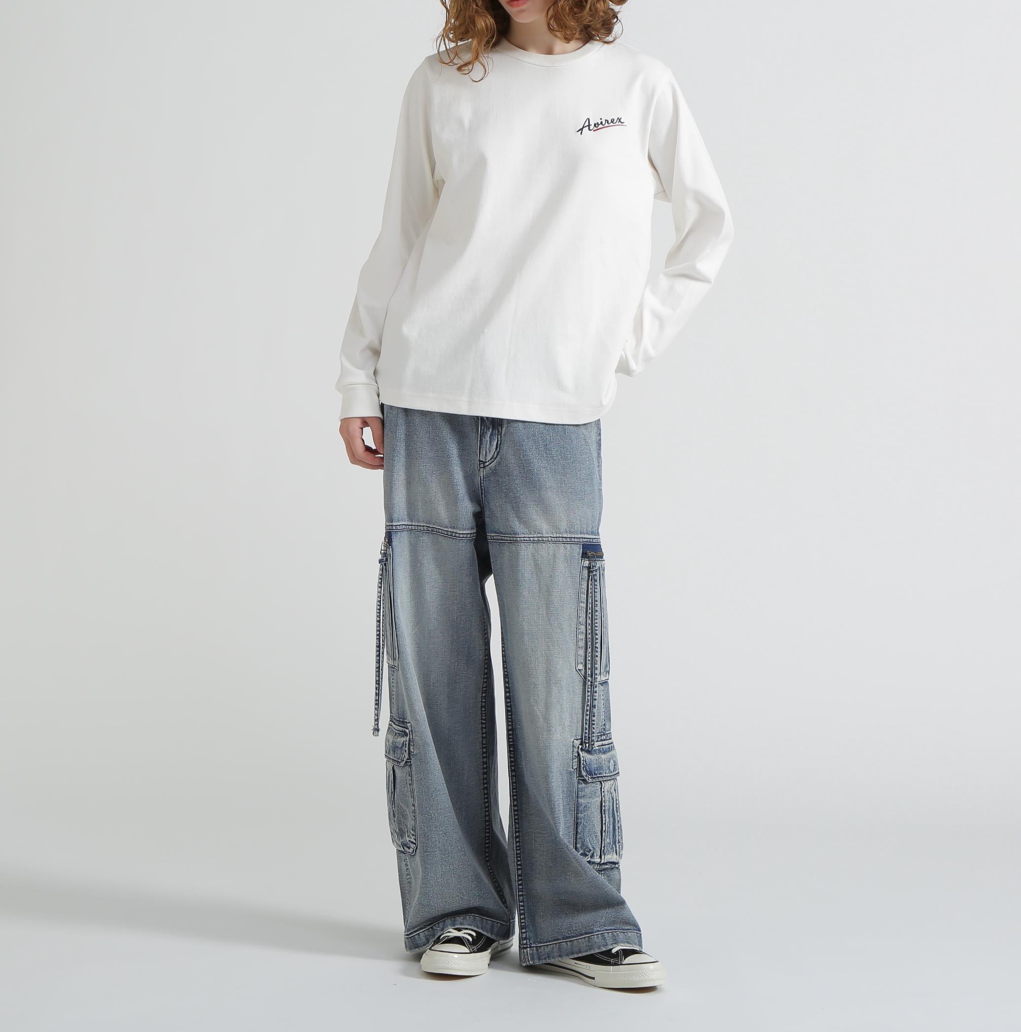 《WER＆DEPOT限定》MILITA>Y MOTIF LONG SLEEVE T-SHI>T / ミリタリーモチーフ 長袖 Tシャツ ホワイト