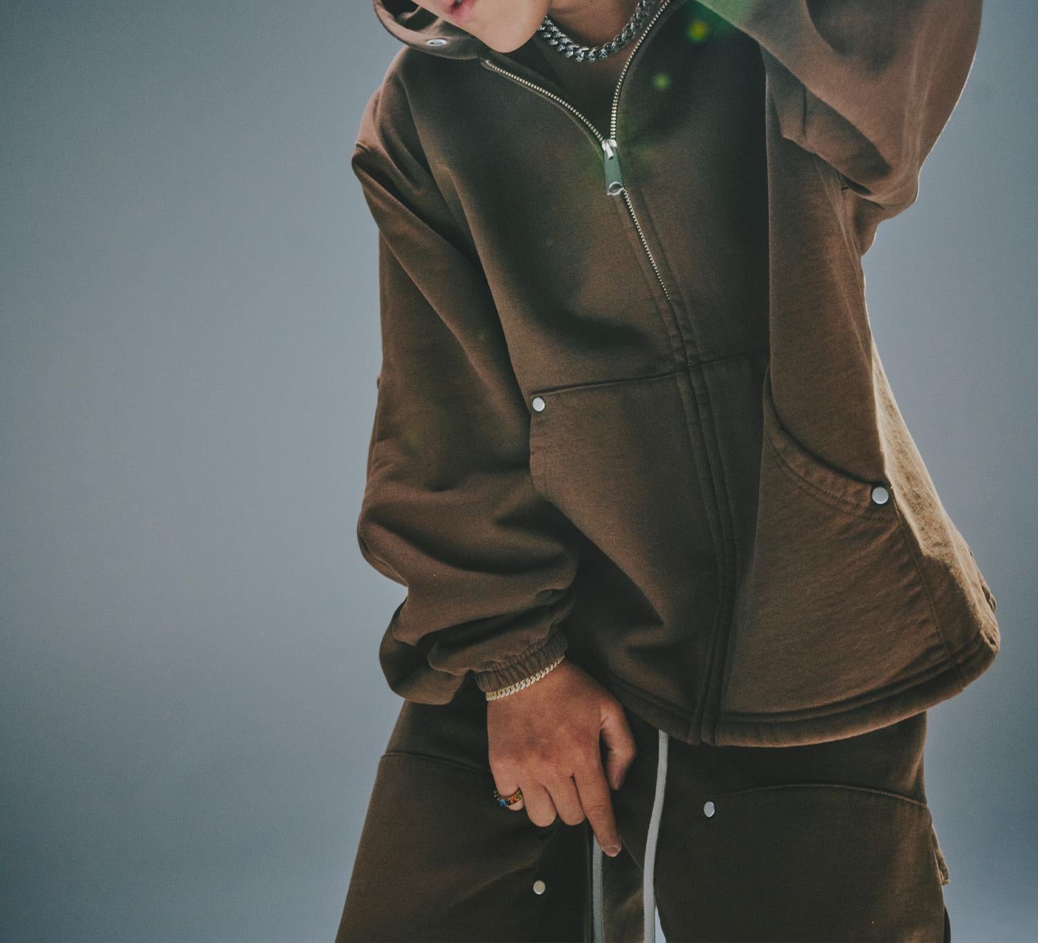 DankeSchon/ダンケシェーン/480HW SWEAT ZIP HOODIE ブラウン