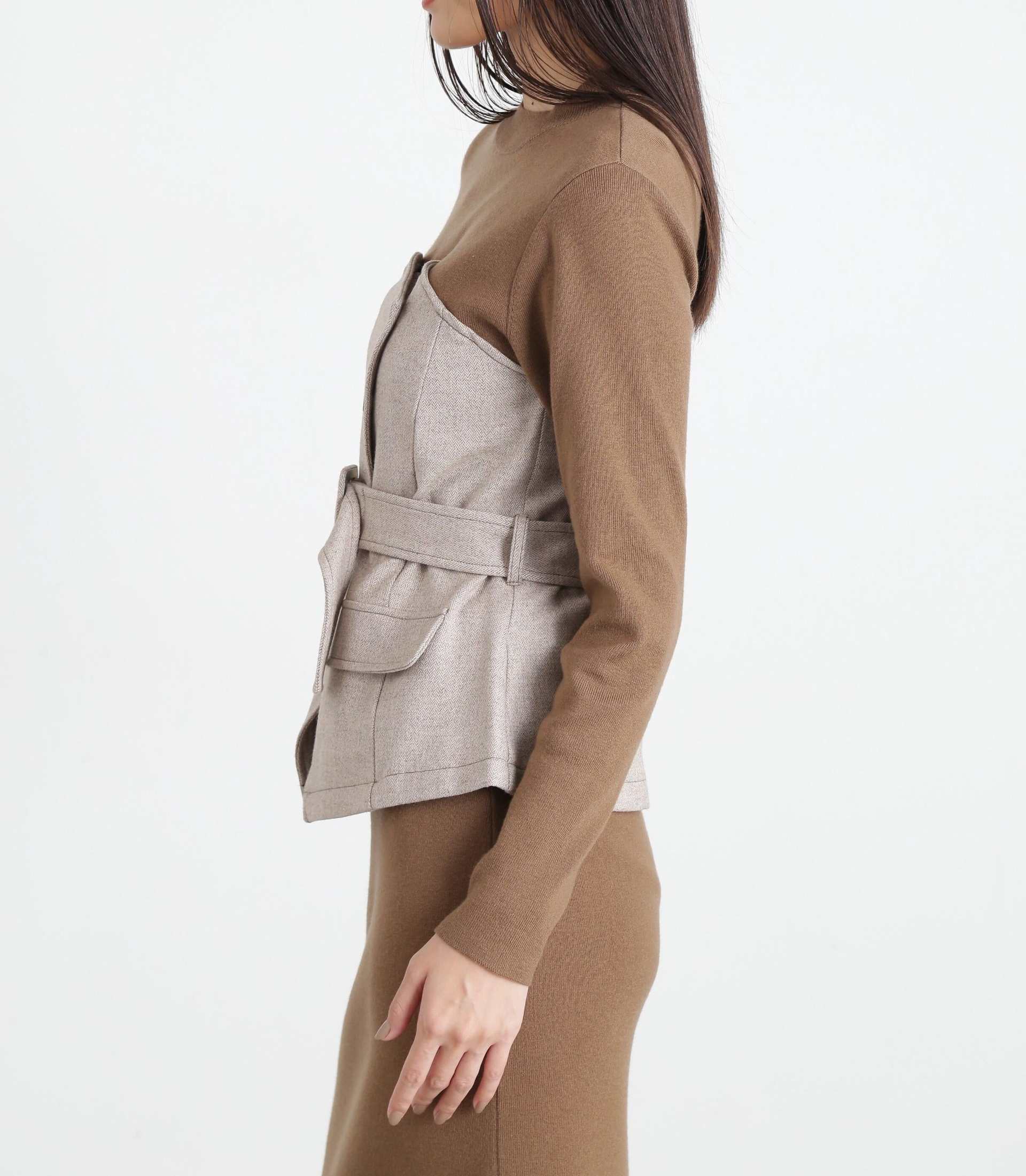 ◆ヘリンボンコンビニットプルオーバー モカ6