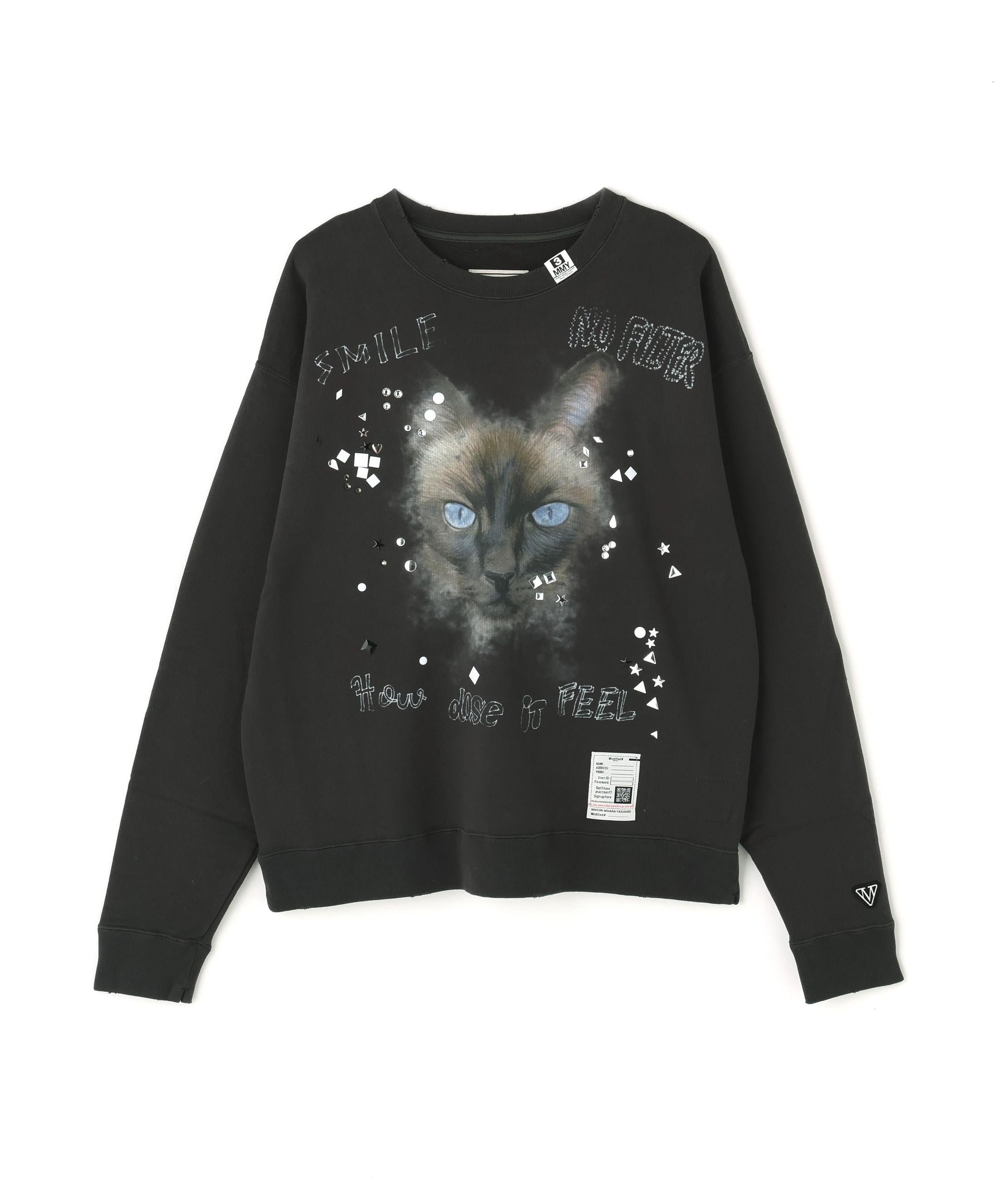 Maison MIHA>A YASUHI>O/メゾン ミハラヤスヒロ/EMRELLISHED DIST>ESSED SWEATSHI>T ブラック