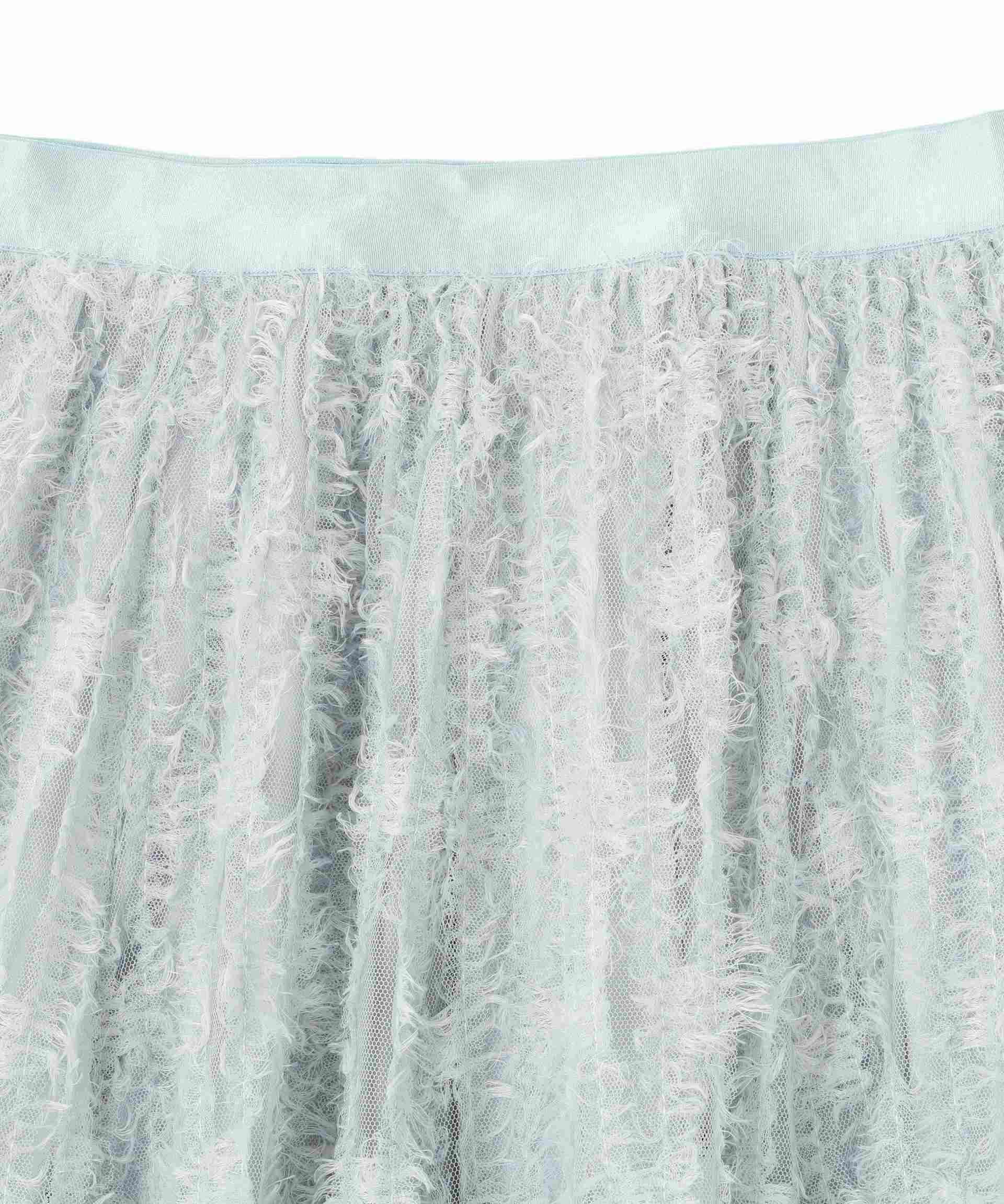 フェザーテープチュールスカート ブルー