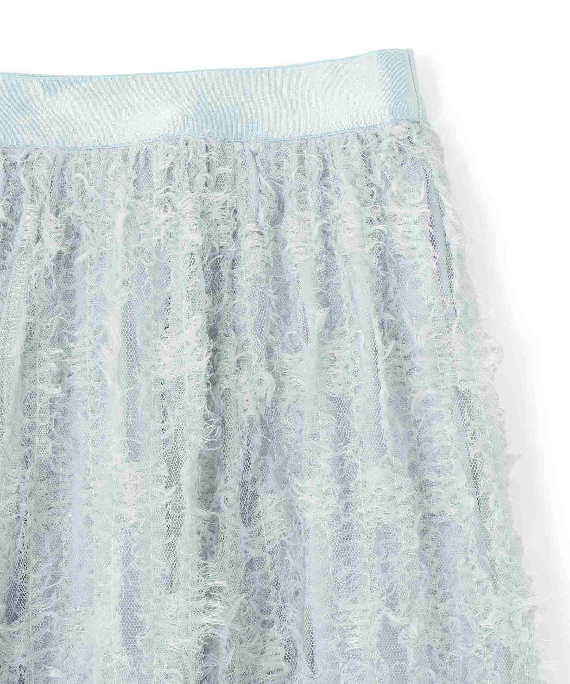 フェザーテープチュールスカート ブルー