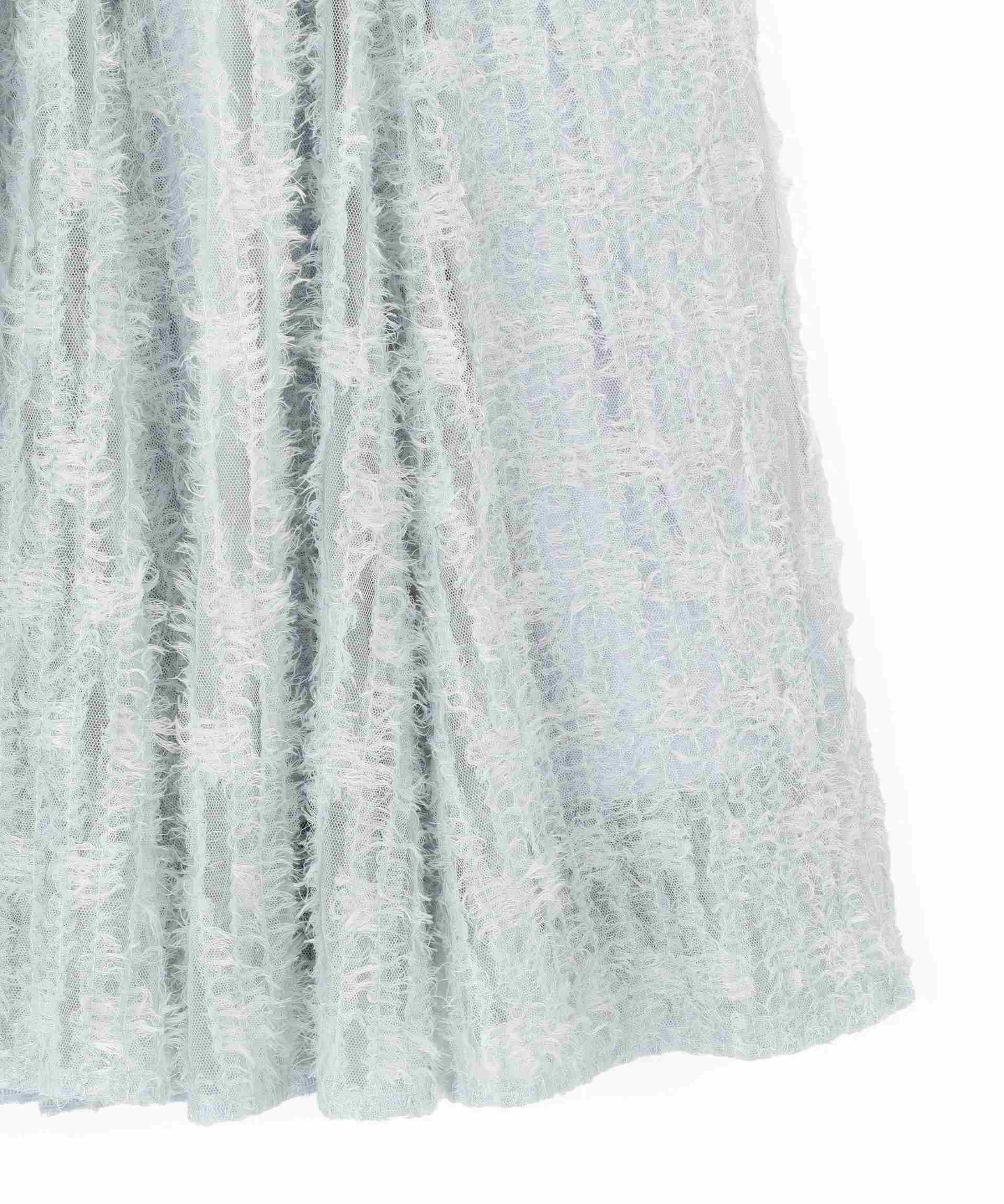 フェザーテープチュールスカート ブルー