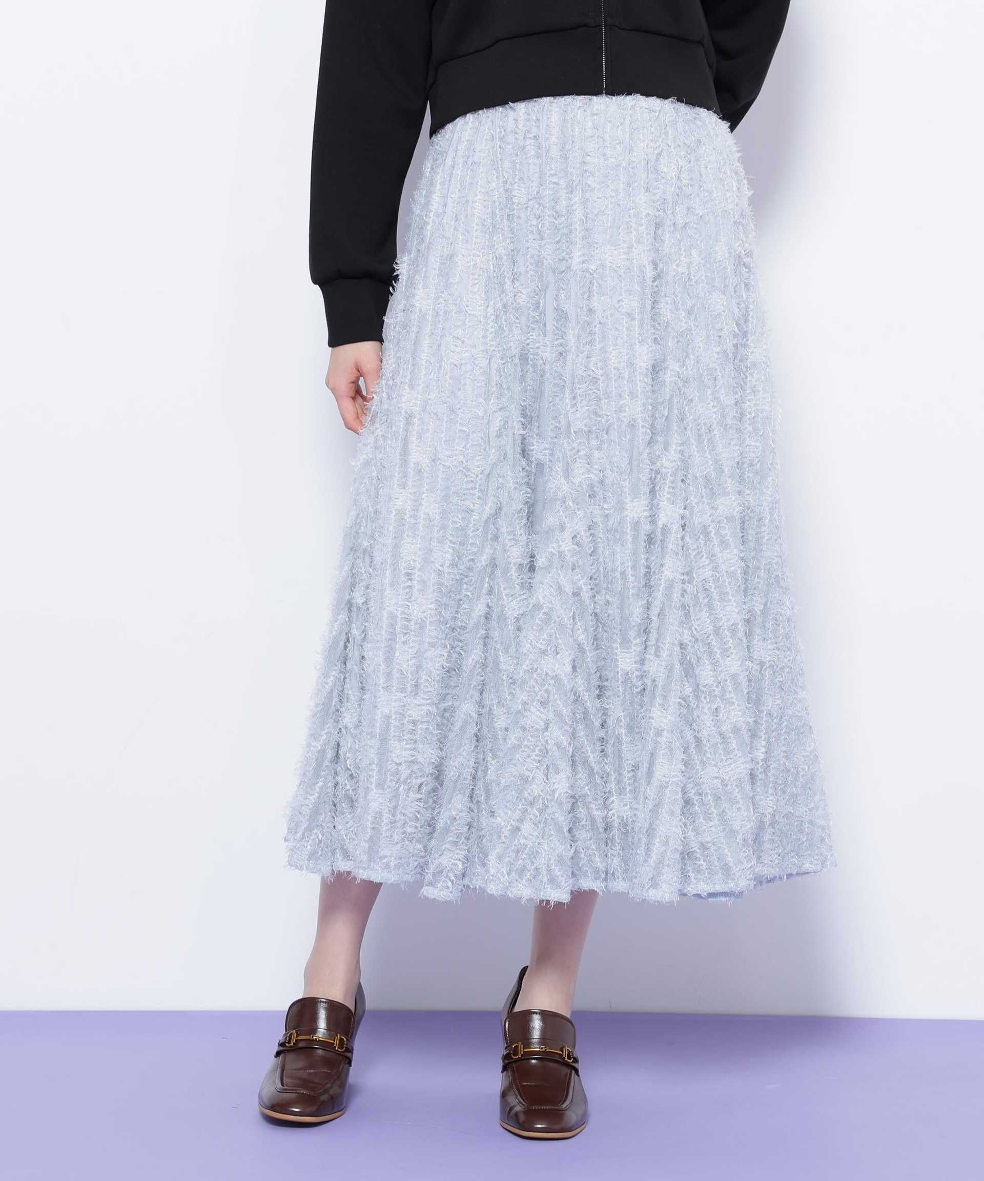 フェザーテープチュールスカート ブルー