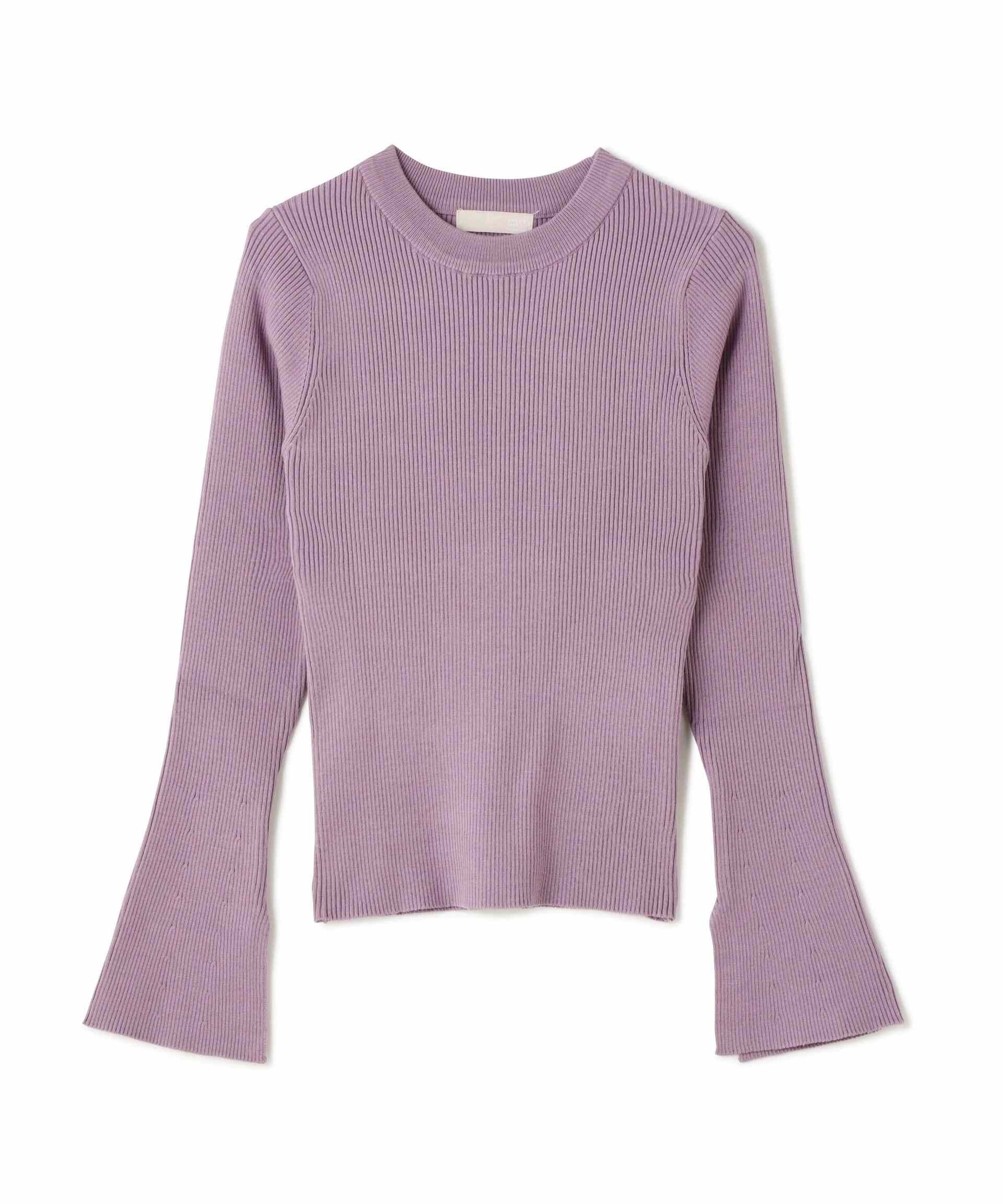 〈洗える〉マシンウォッシャブルクルーネックニット パープル