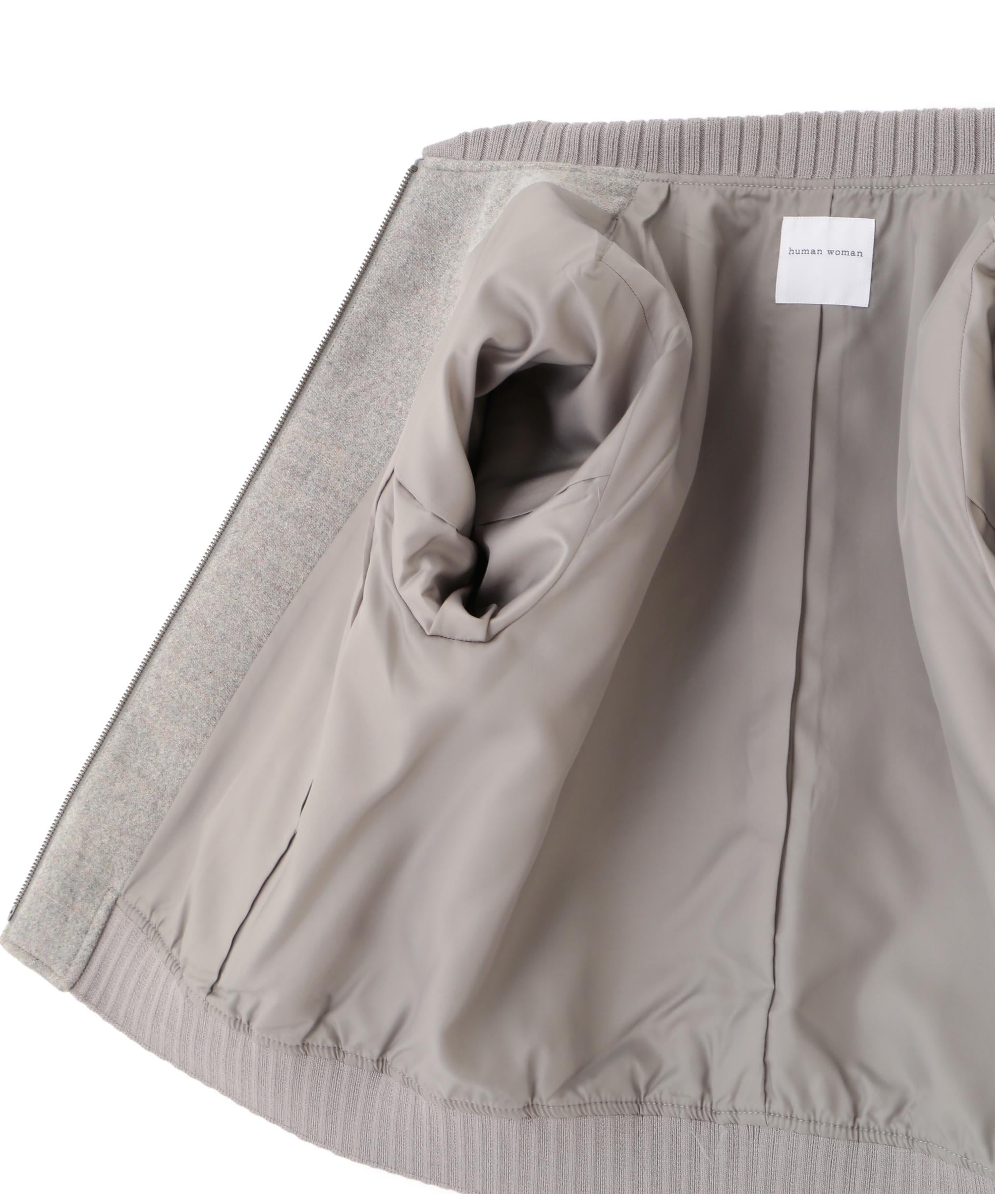 シェットランドリサイクルＷショートジップブルゾン グレー