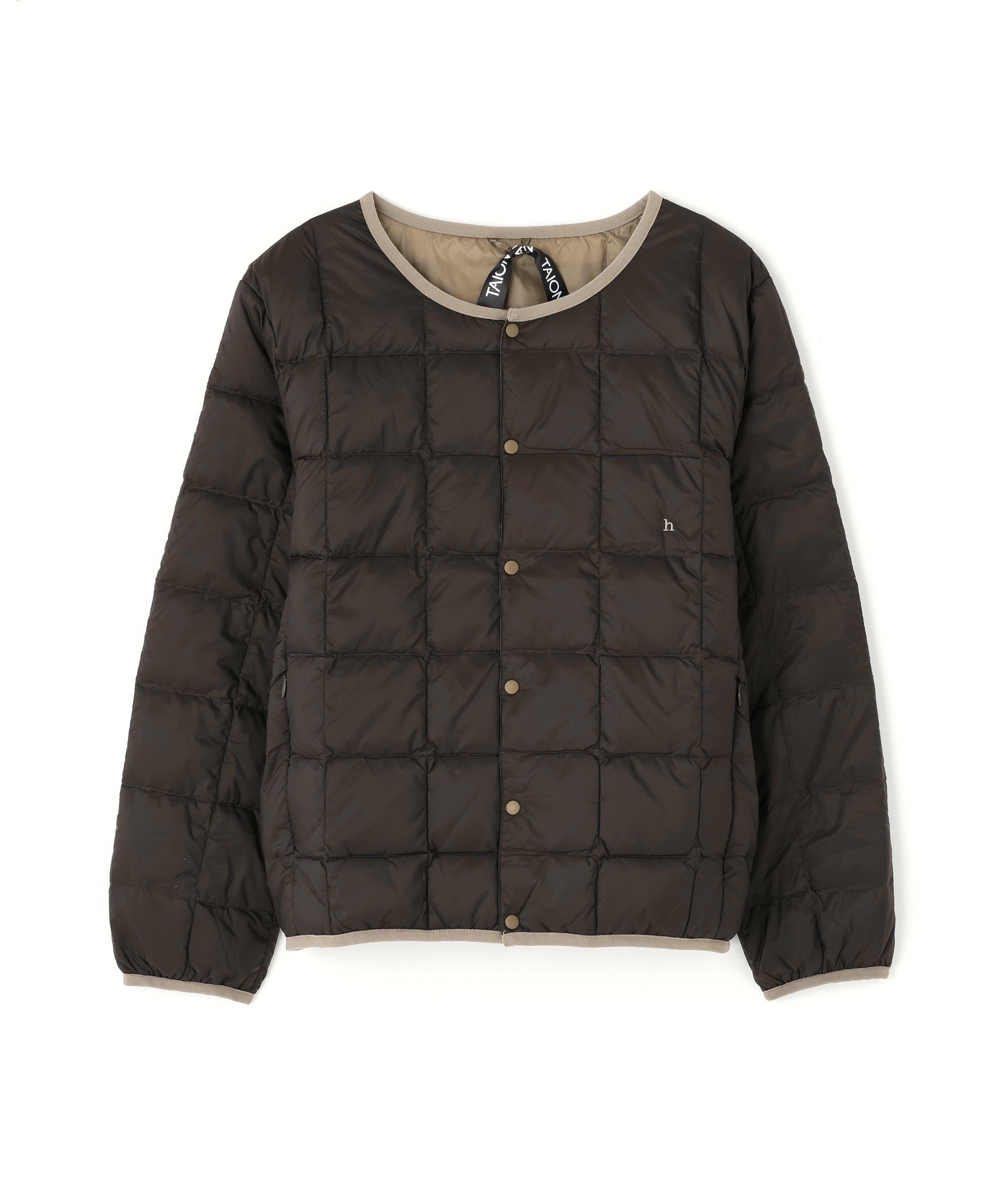 ◆≪ＴＡＩＯＮコラボ≫リバーシブルクルーネックダウンブルゾン ダークチョコ×カーキ