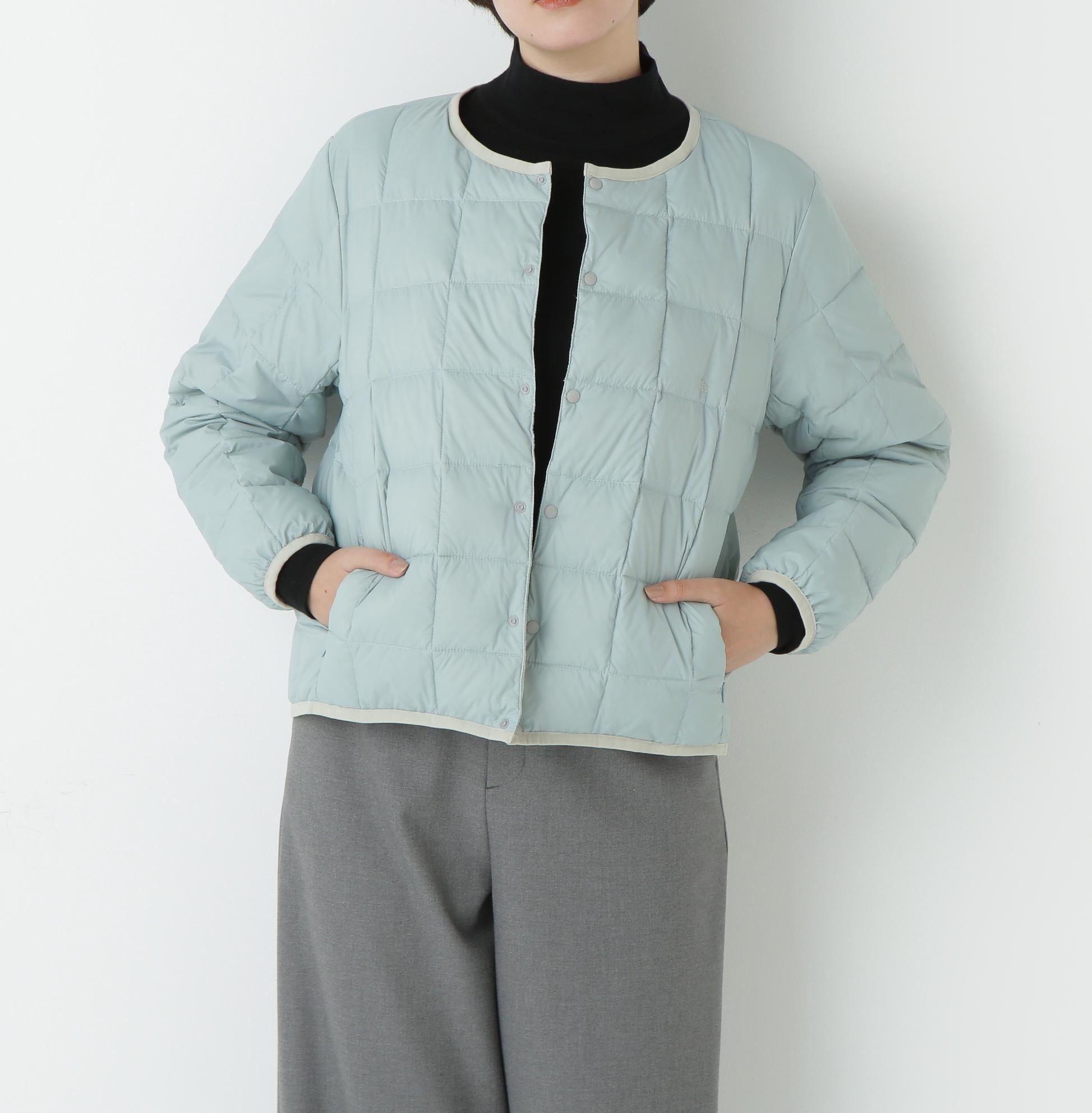 リバーシブルクルーネックダウンブルゾン アイスミント×アイスグレー