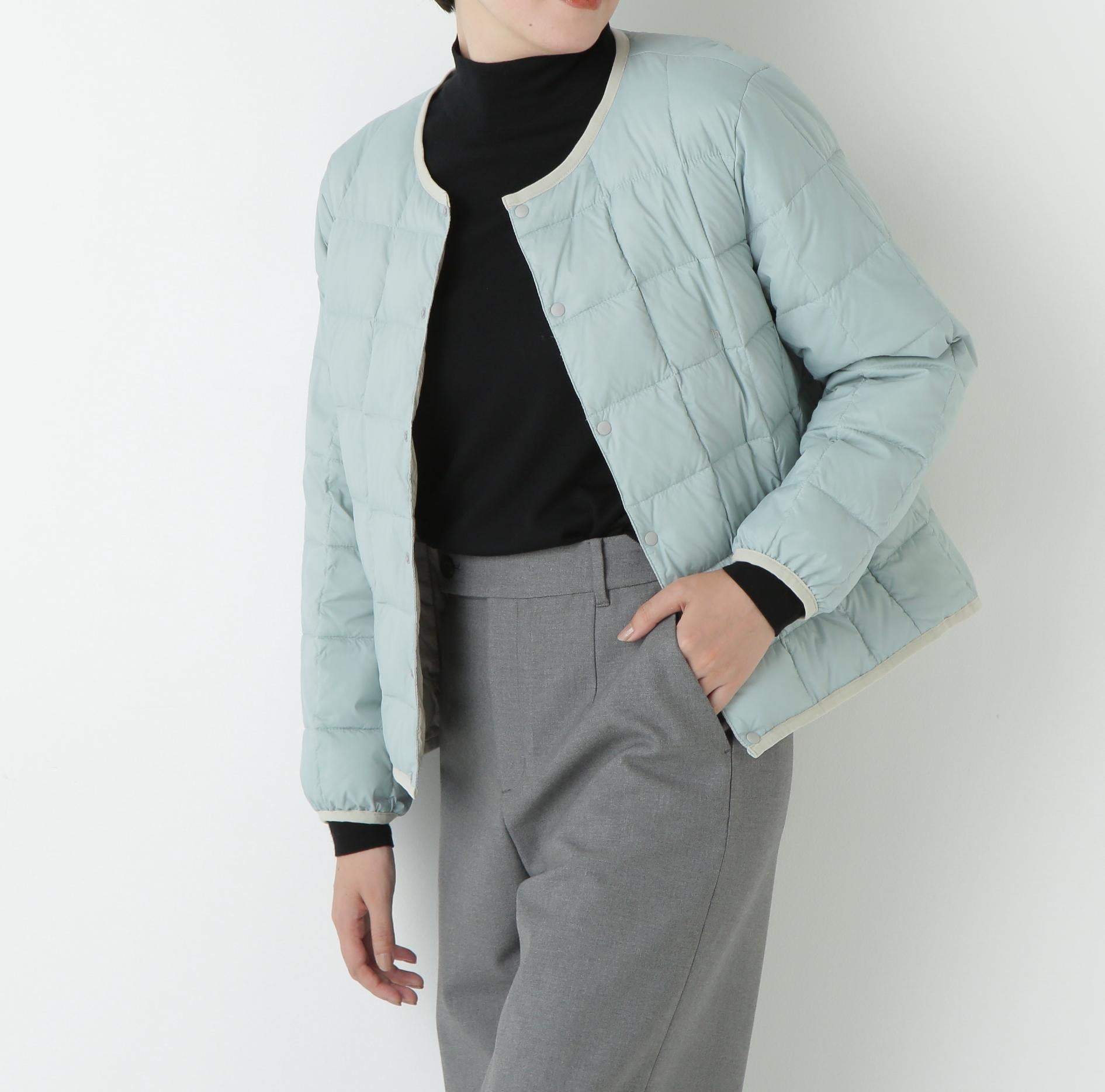 リバーシブルクルーネックダウンブルゾン アイスミント×アイスグレー