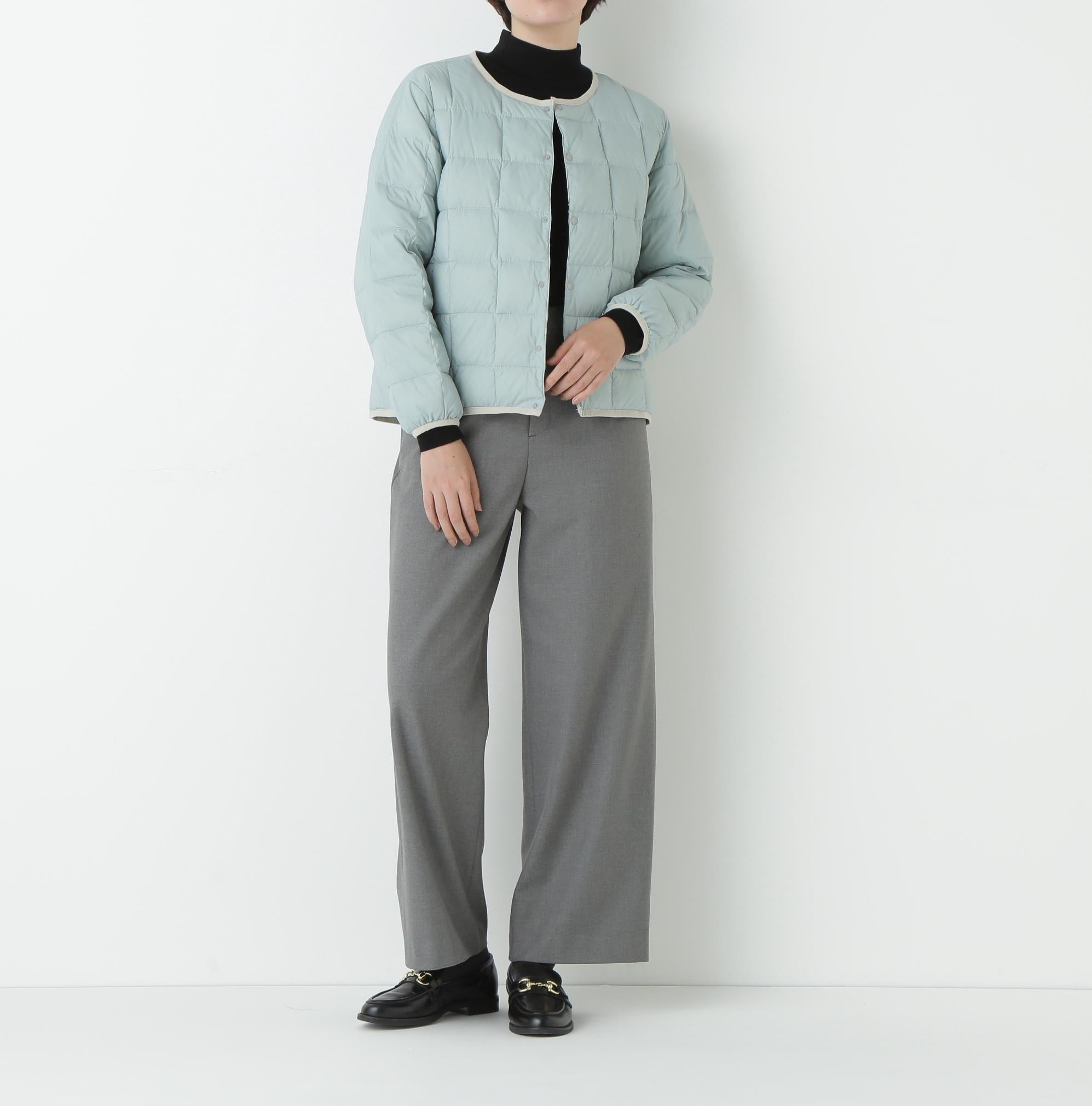 リバーシブルクルーネックダウンブルゾン アイスミント×アイスグレー