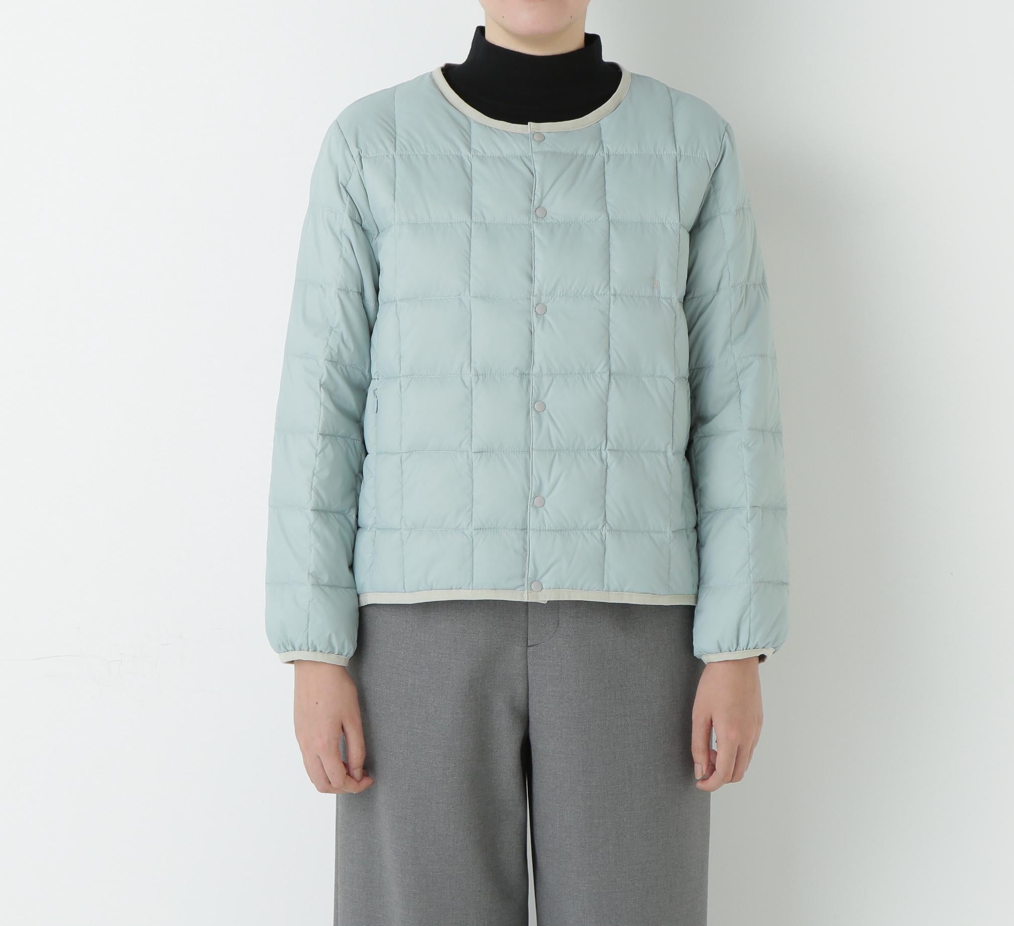 リバーシブルクルーネックダウンブルゾン アイスミント×アイスグレー
