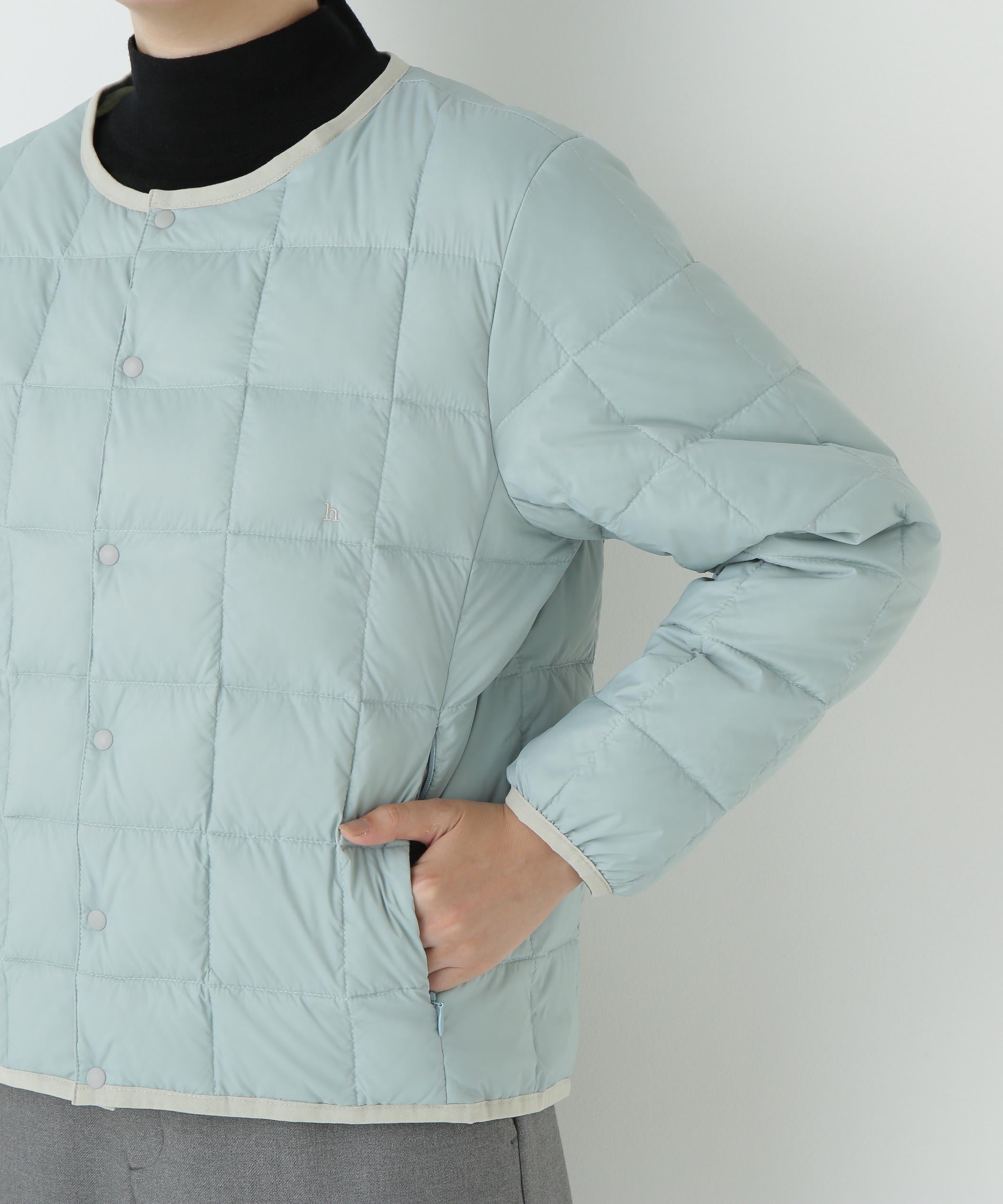 リバーシブルクルーネックダウンブルゾン アイスミント×アイスグレー