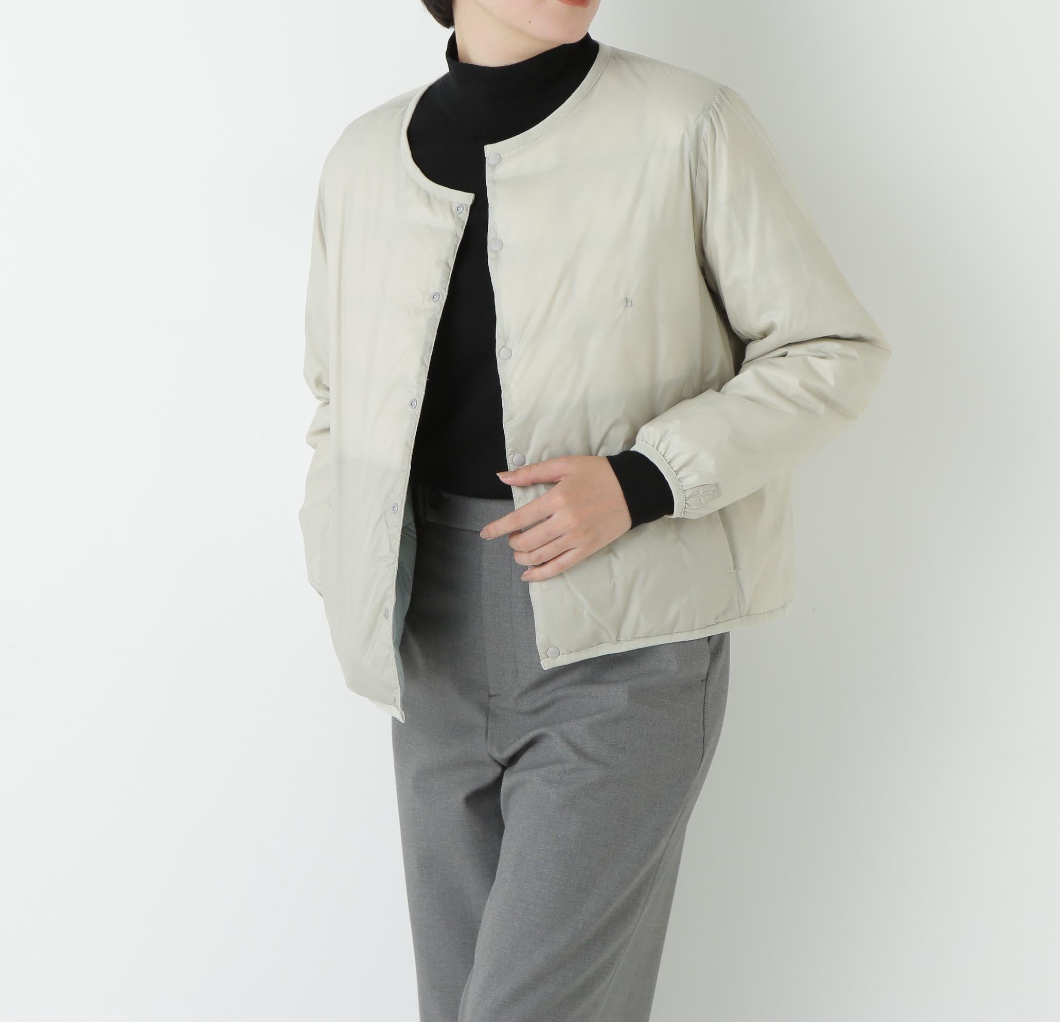 リバーシブルクルーネックダウンブルゾン アイスミント×アイスグレー