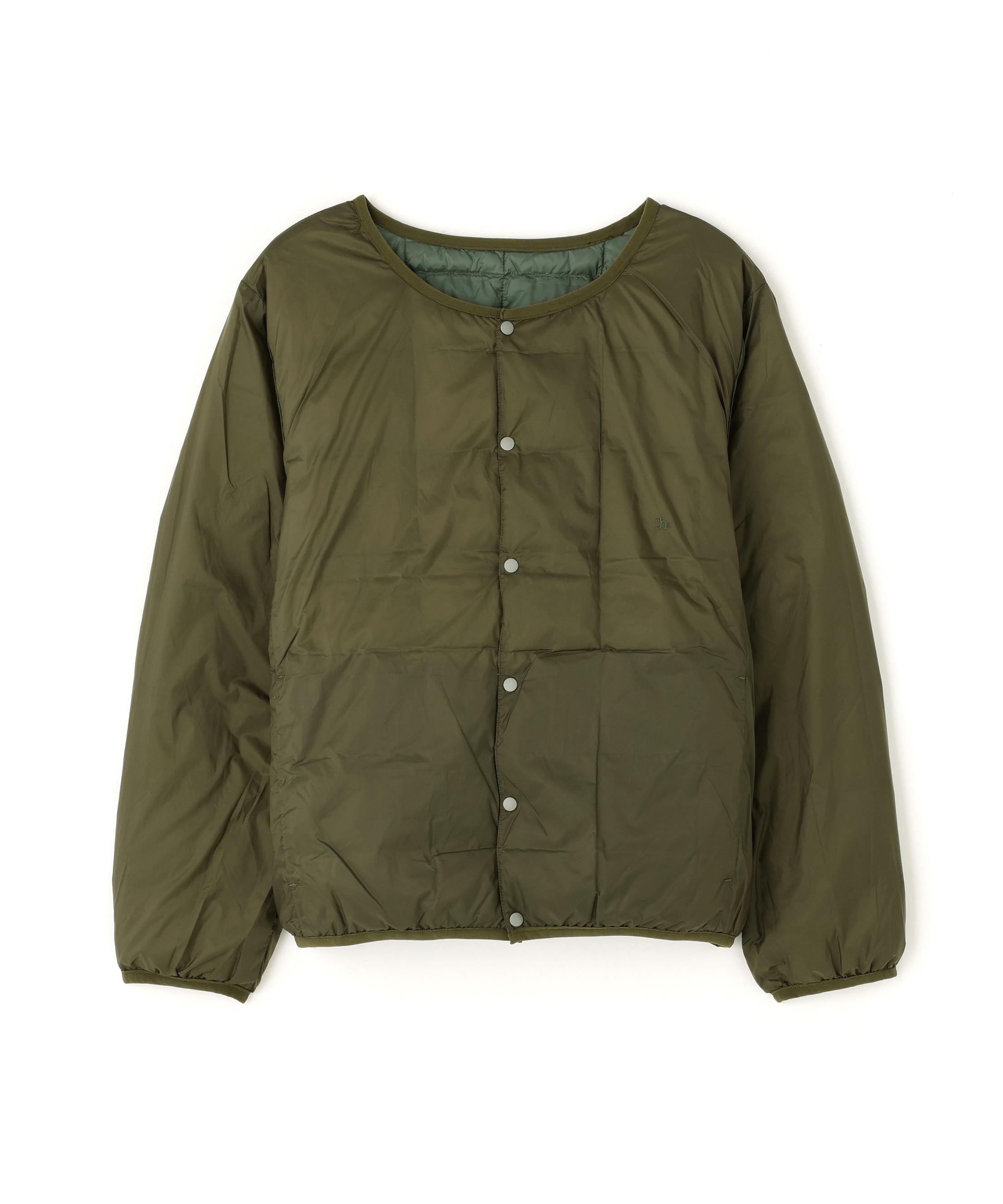 ◆≪ＴＡＩＯＮコラボ≫リバーシブルクルーネックダウンブルゾン ダークセージグリーン×ダークオリーブ