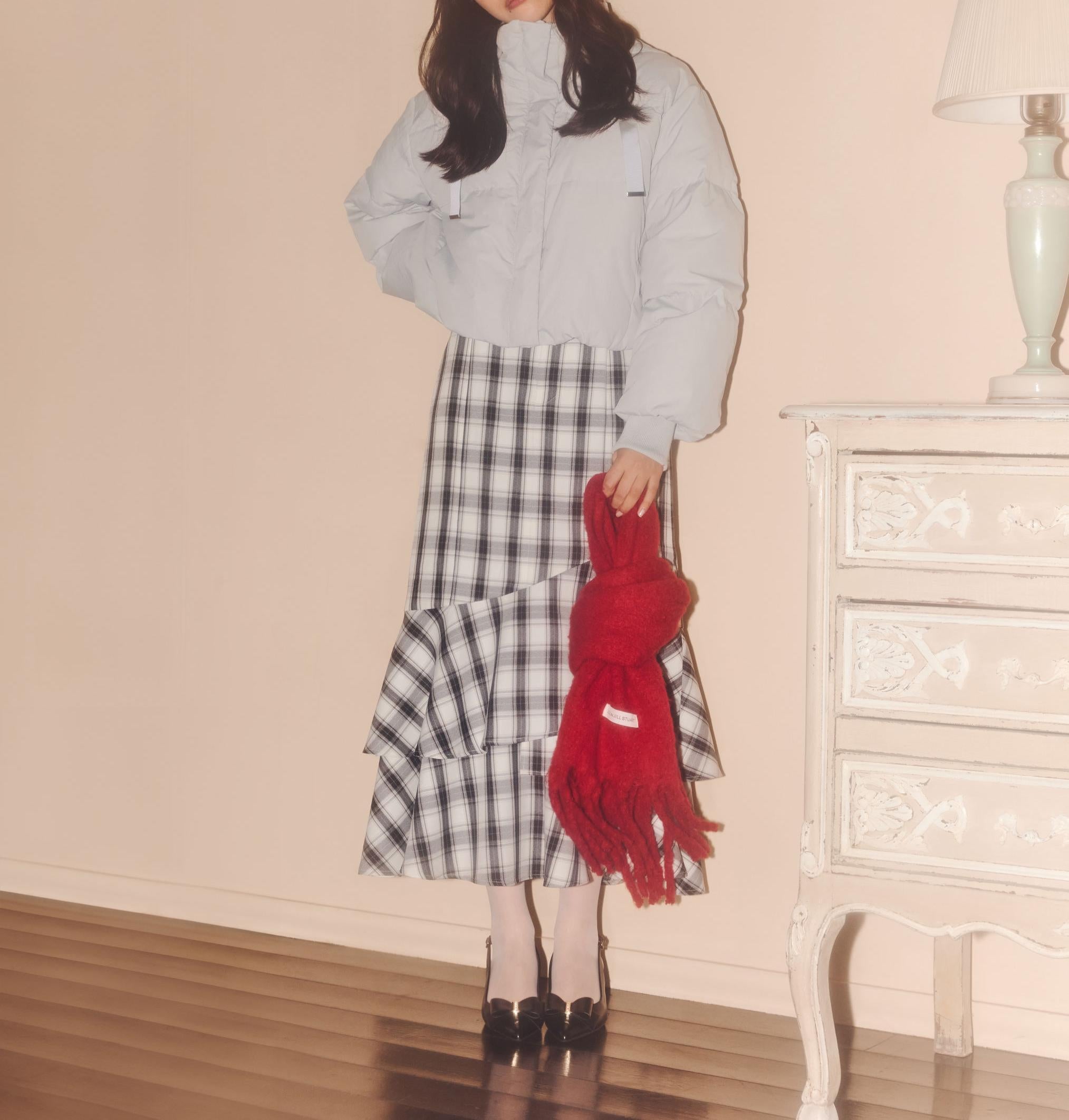 ナローマーメイドスカート ブラックチェック1