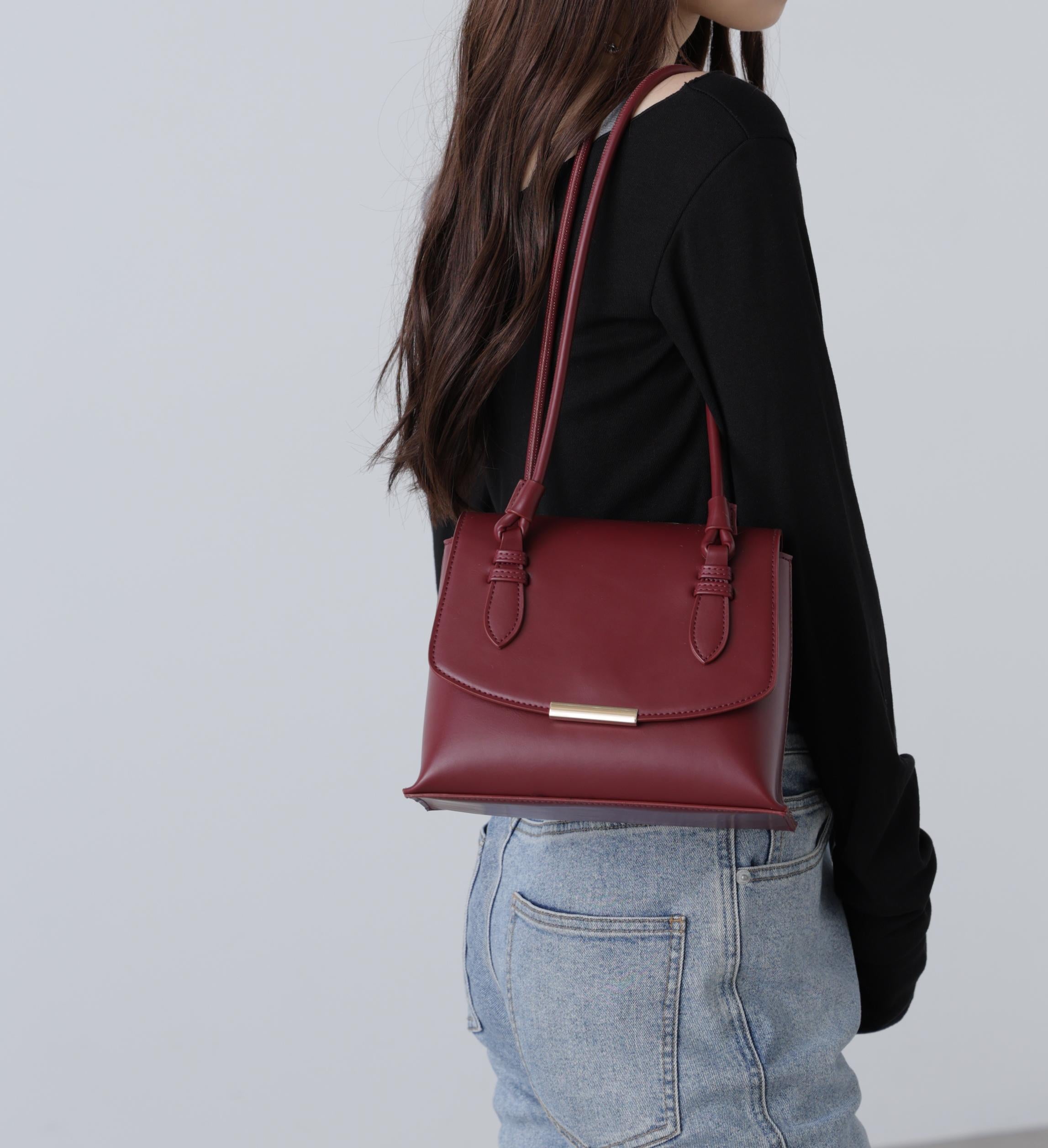 ロングショルダーバッグ ボルドー