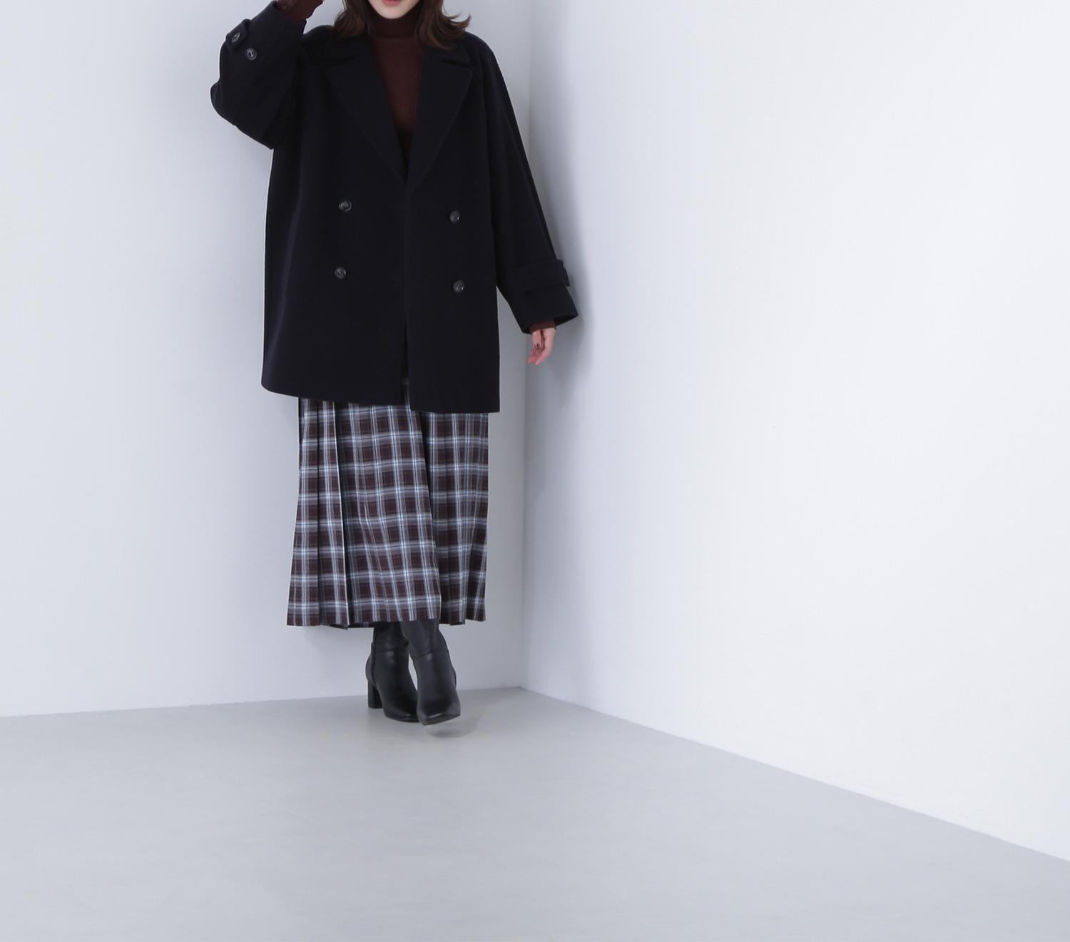 ベーシックタートルネックニット ダークブラウン1