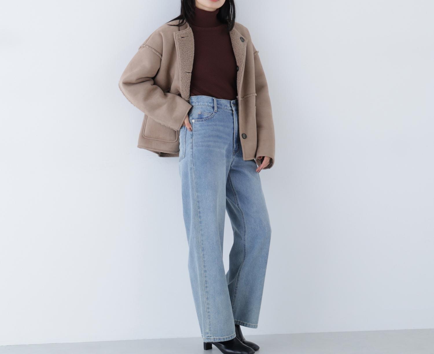 ベーシックタートルネックニット ダークブラウン1